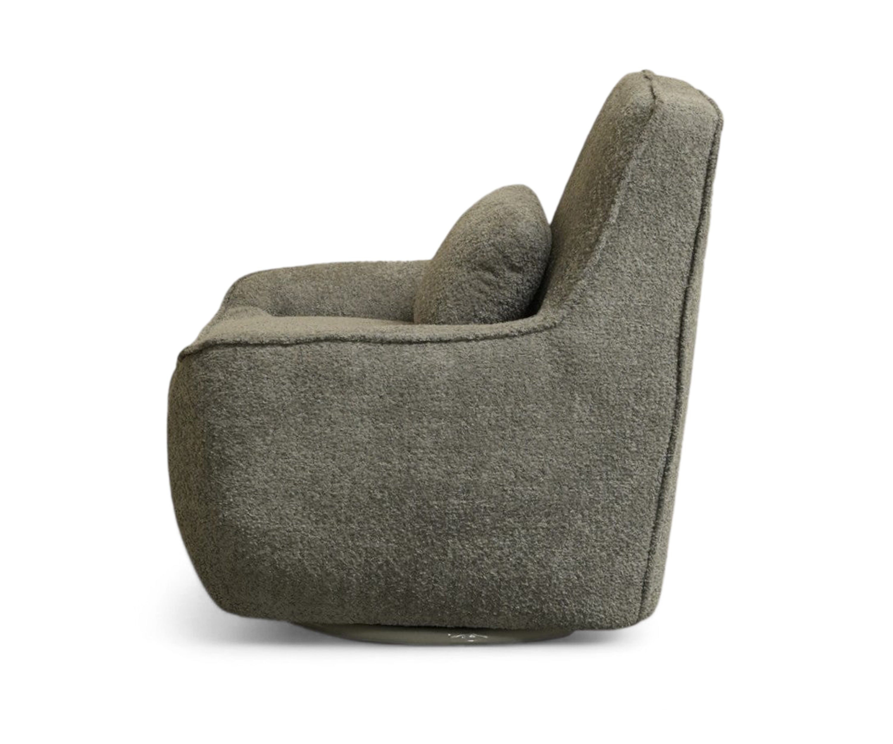 Ashen Bouclé Lounge Chair with Cushion
