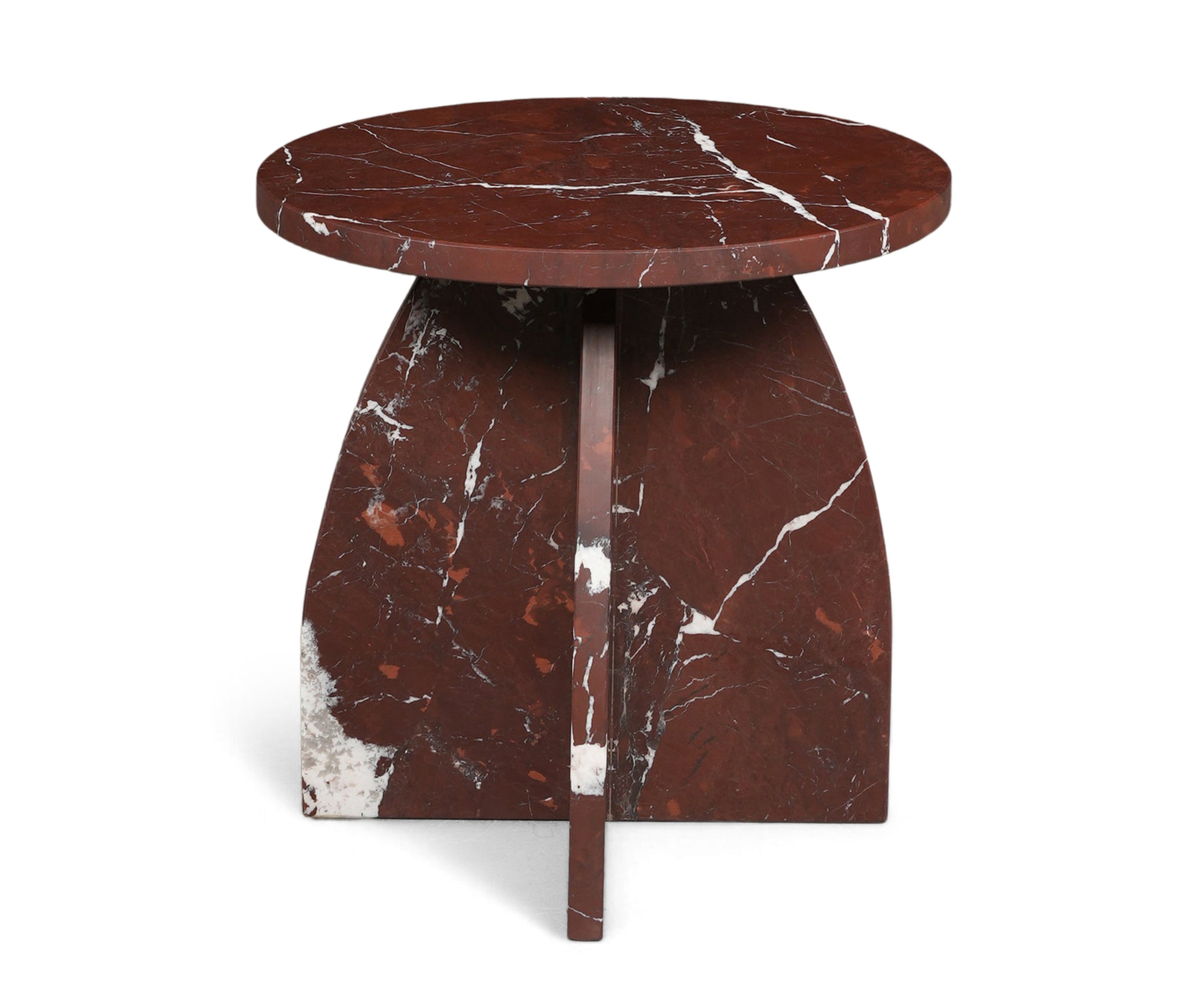 Sculptural Red Marble Accent Table