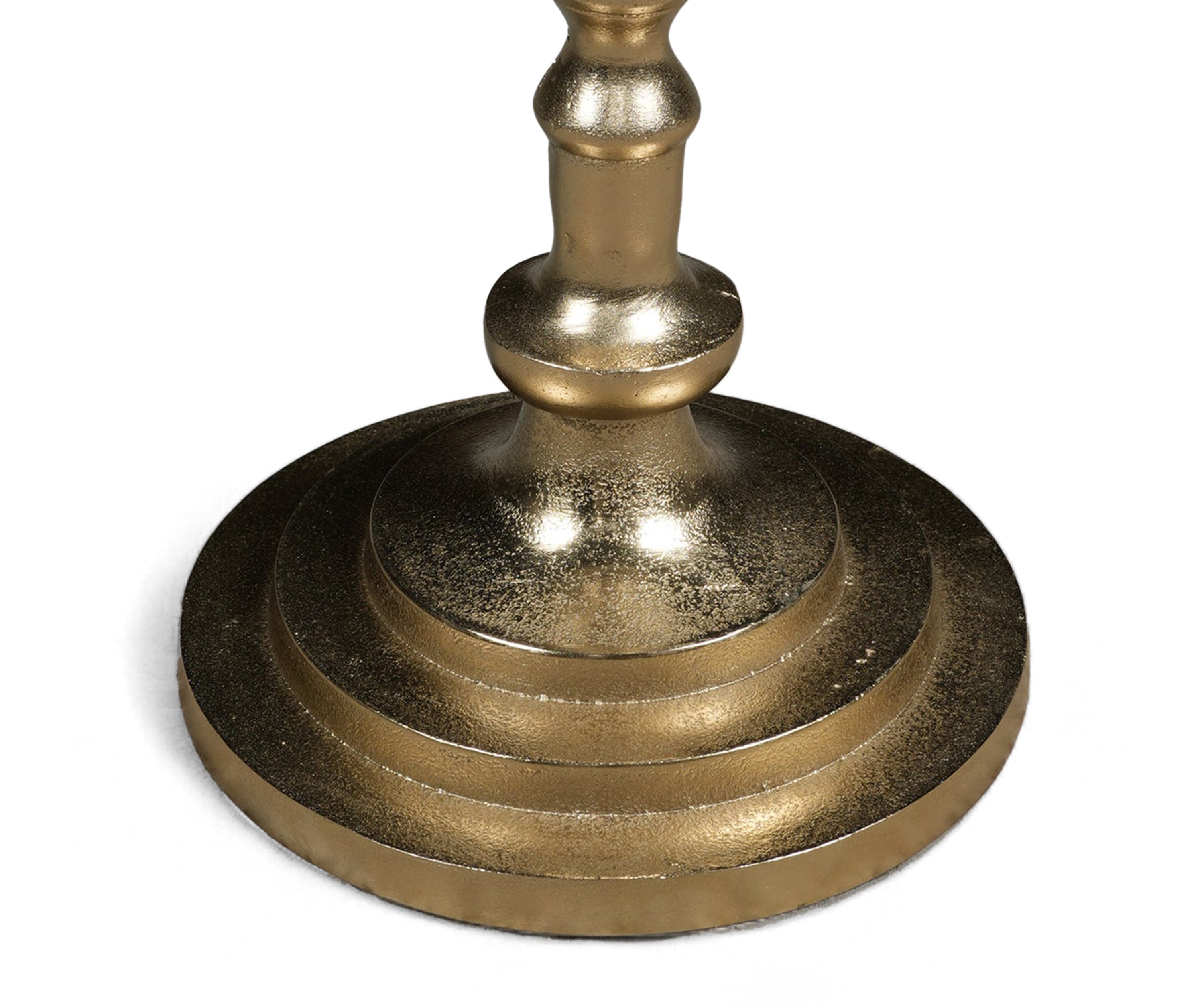 Classic Brass and Marble Pedestal Side Table
