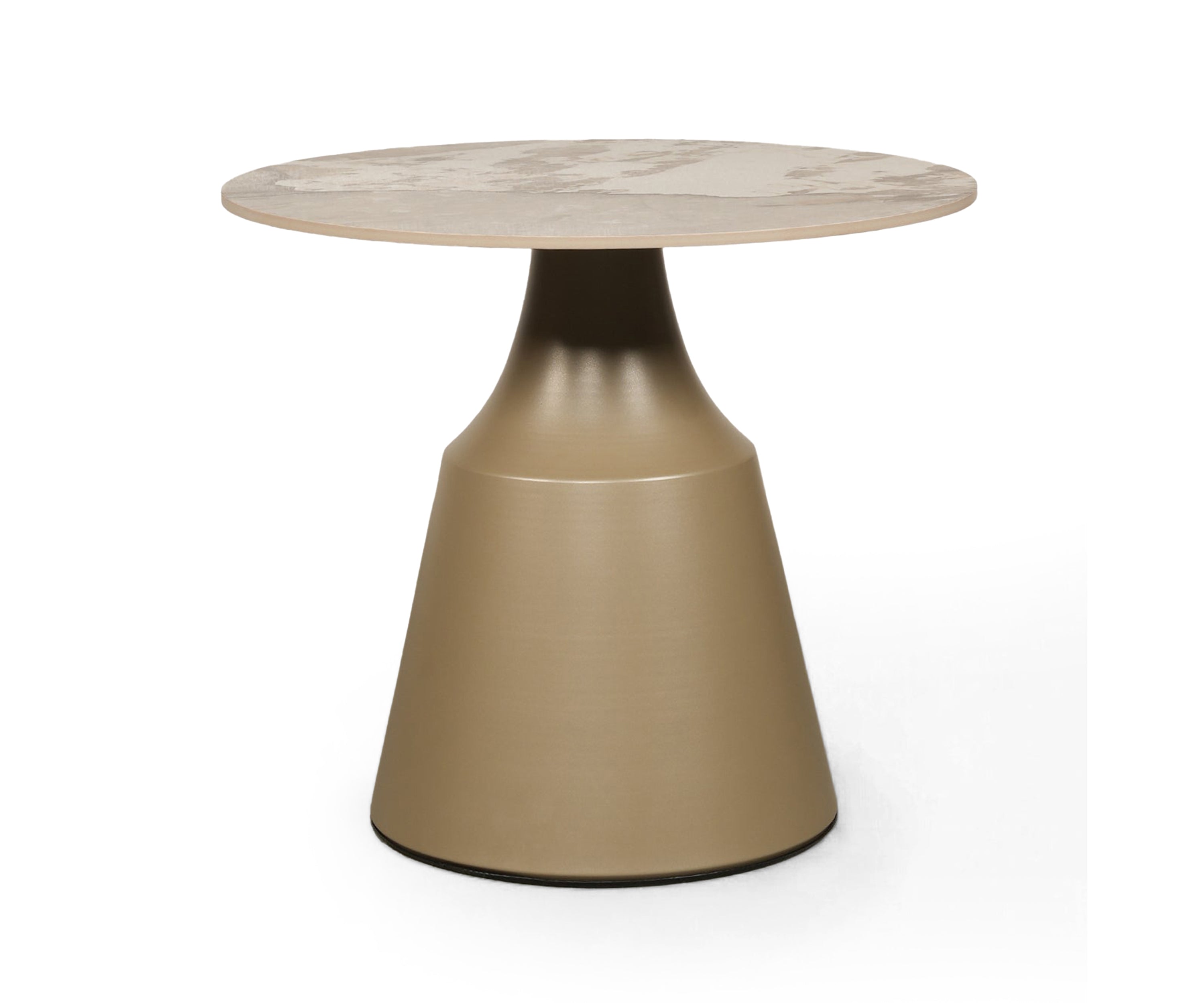 Beige Marble Top Gold Cone Side Table