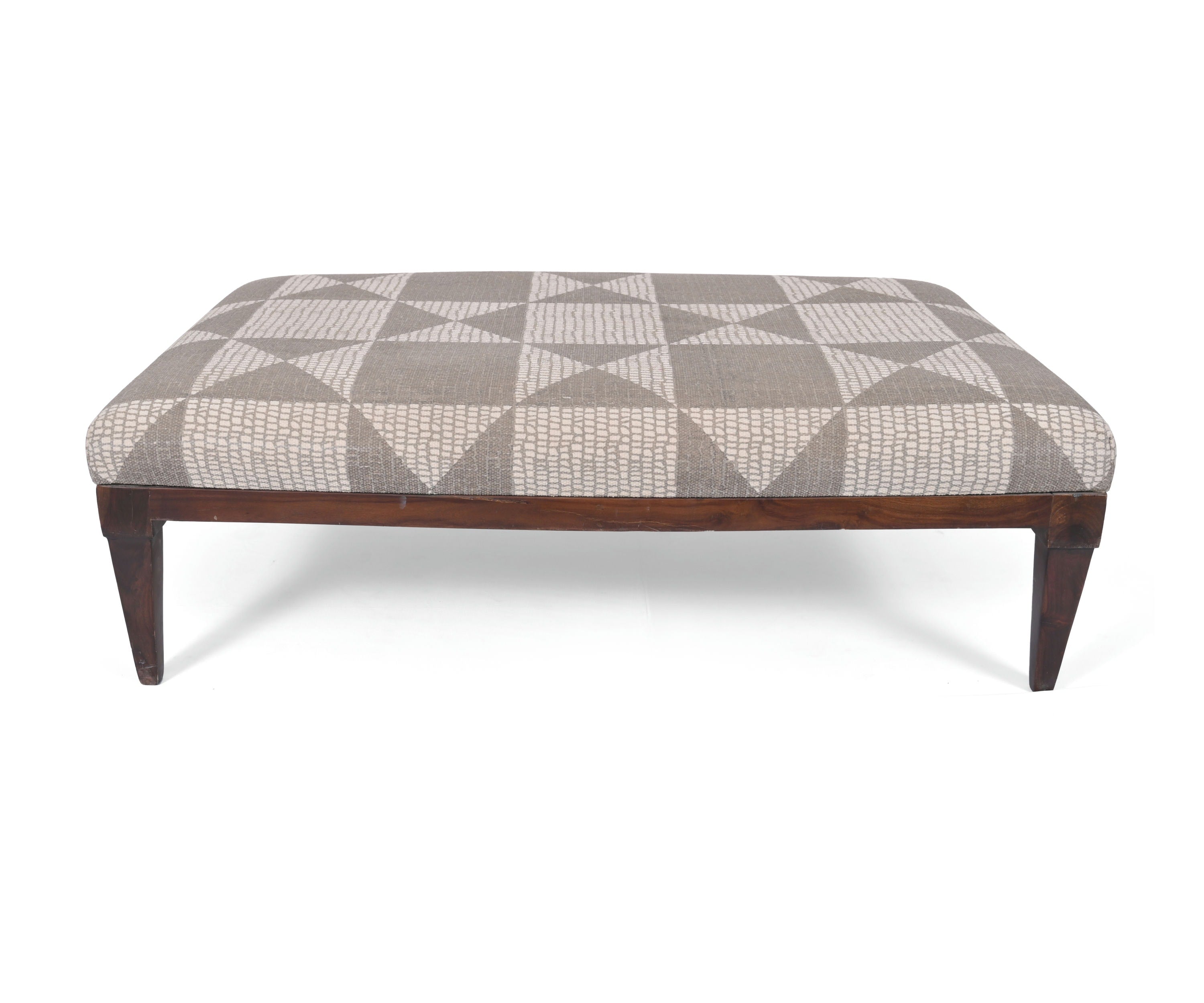 Geometric Printed Wooden Ottoman