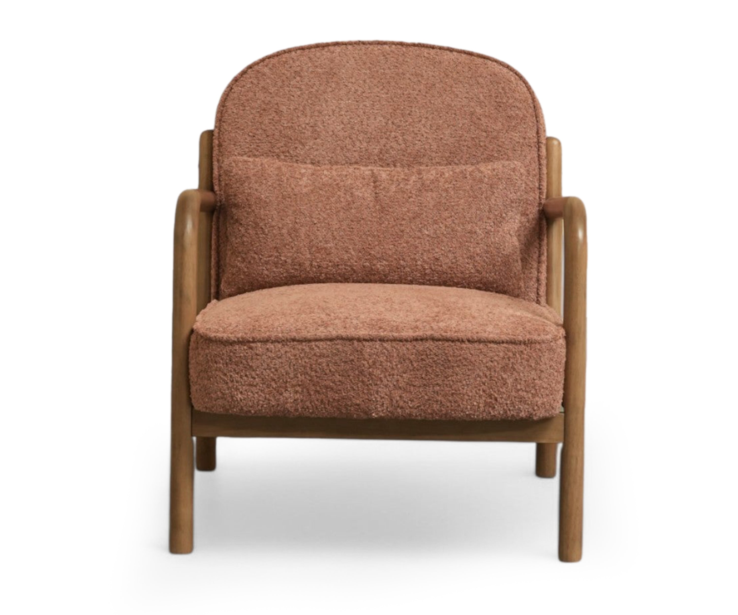 Mid-Century Bouclé Armchair in Rose Brown
