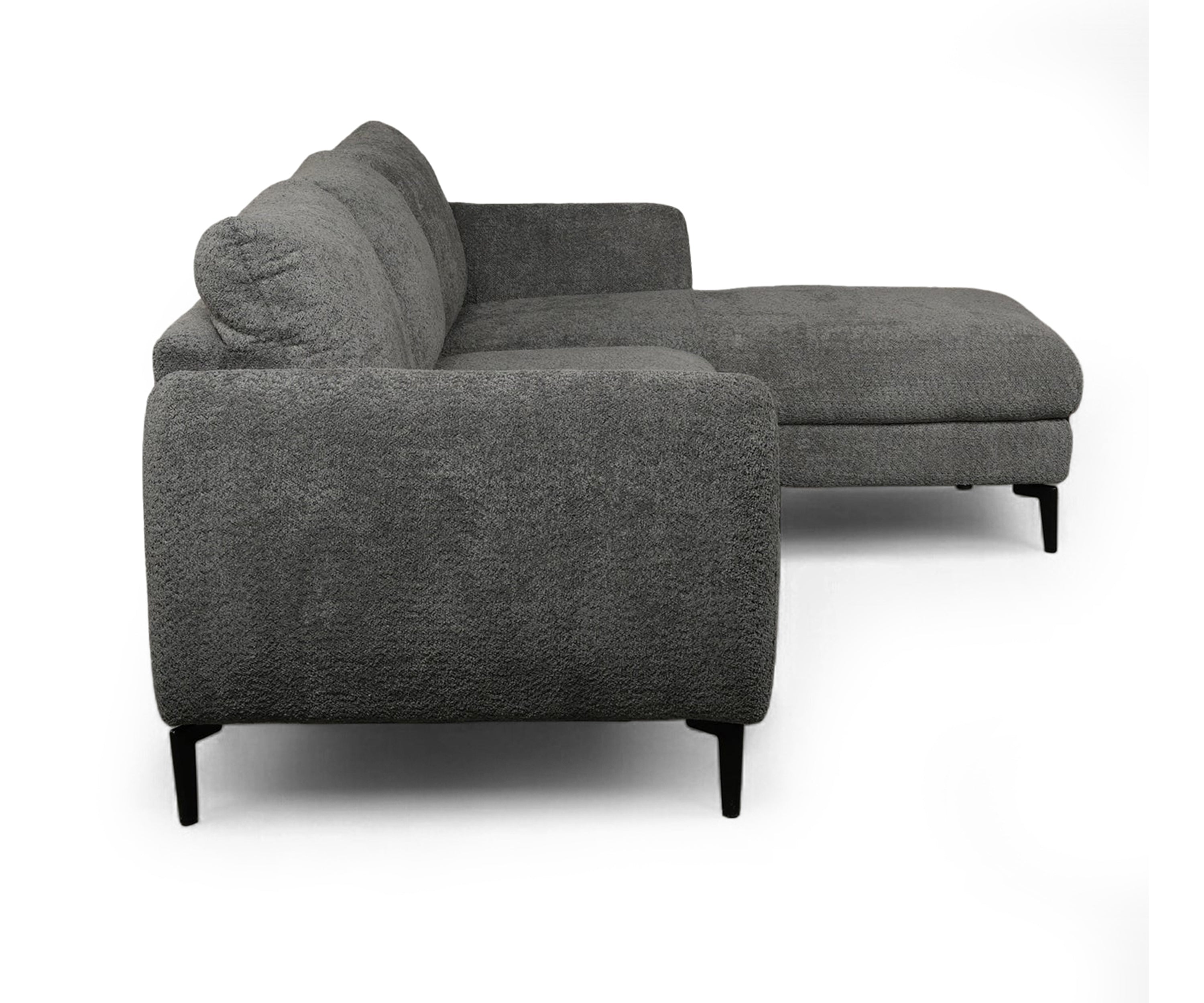 Modern Charcoal Bouclé Right Sectional Sofa