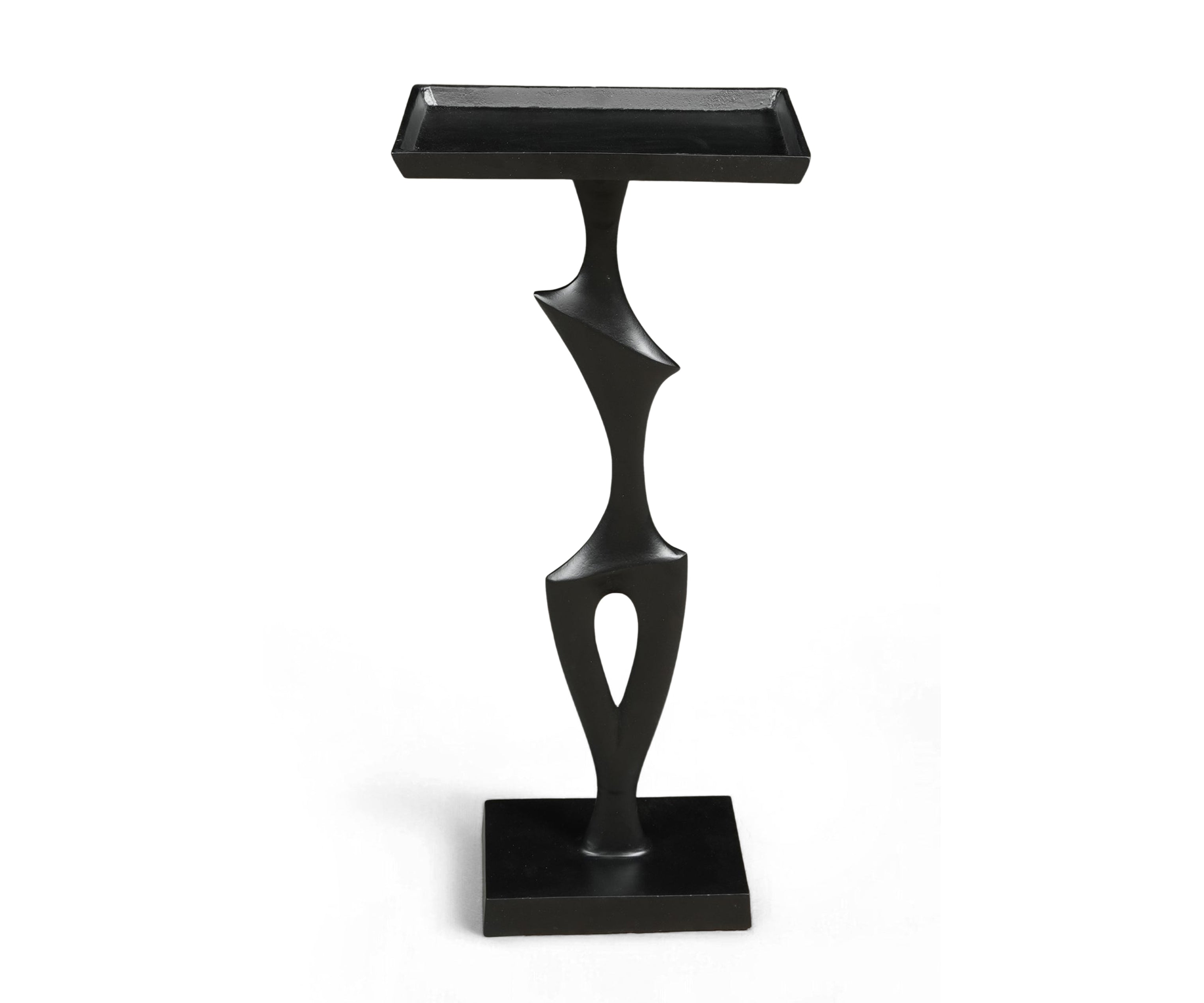 Abstract Black Sculptural Pedestal Side Table