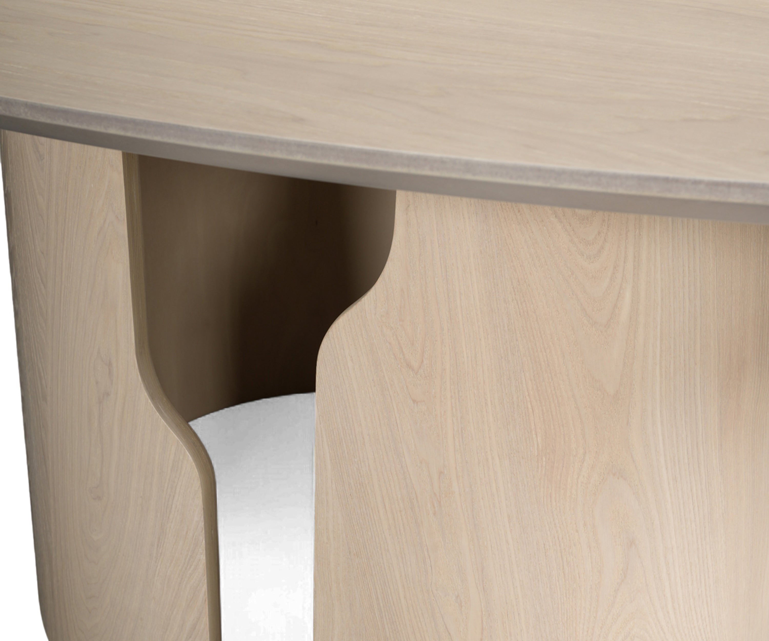 Contemporary Sculptural Round Table in Light Wood