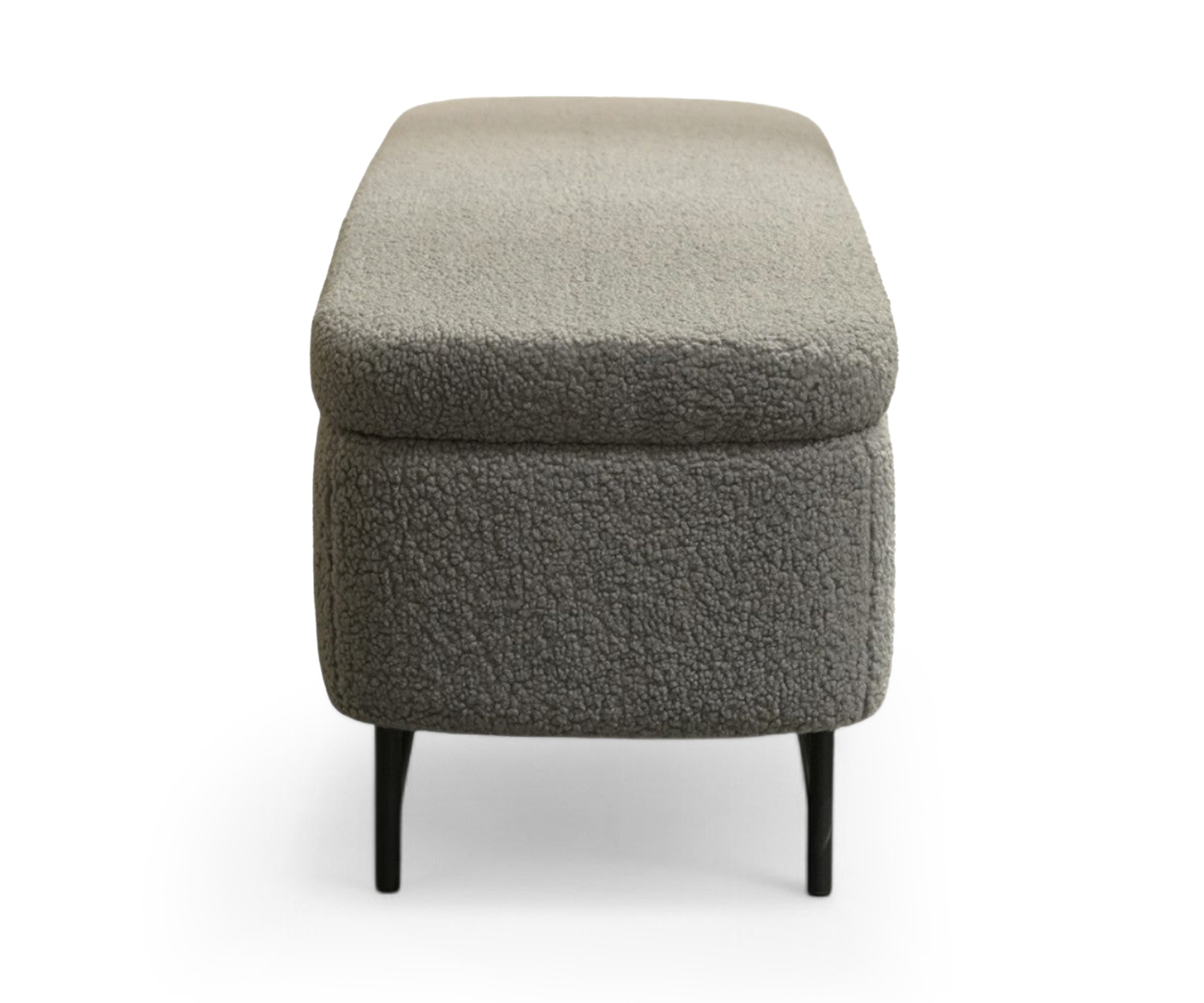 Sequoia Boucle Storage Bench with Steel Legs - Charcoal Grey