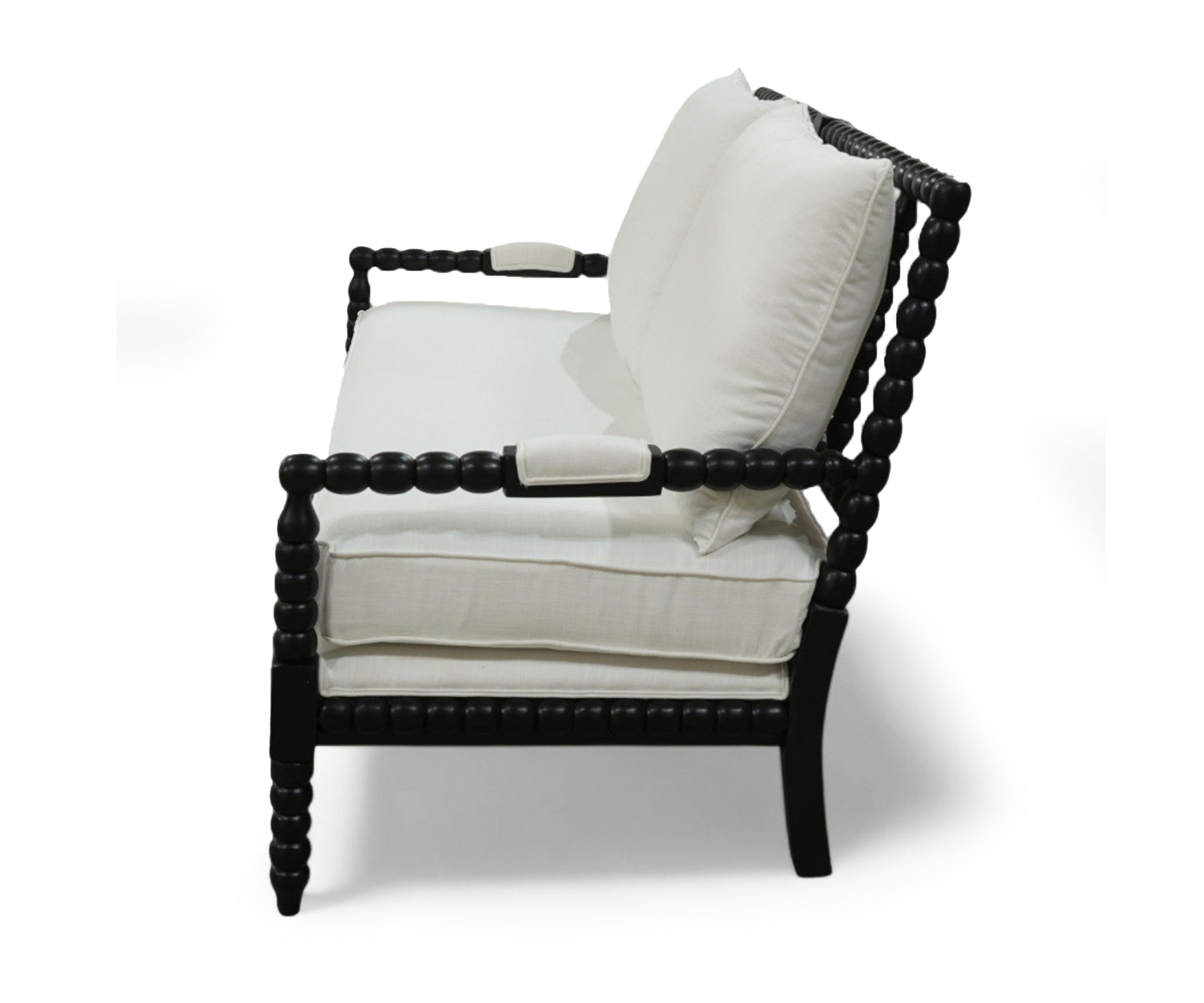 Classical Wooden Sofa Settee in Ivory and Black