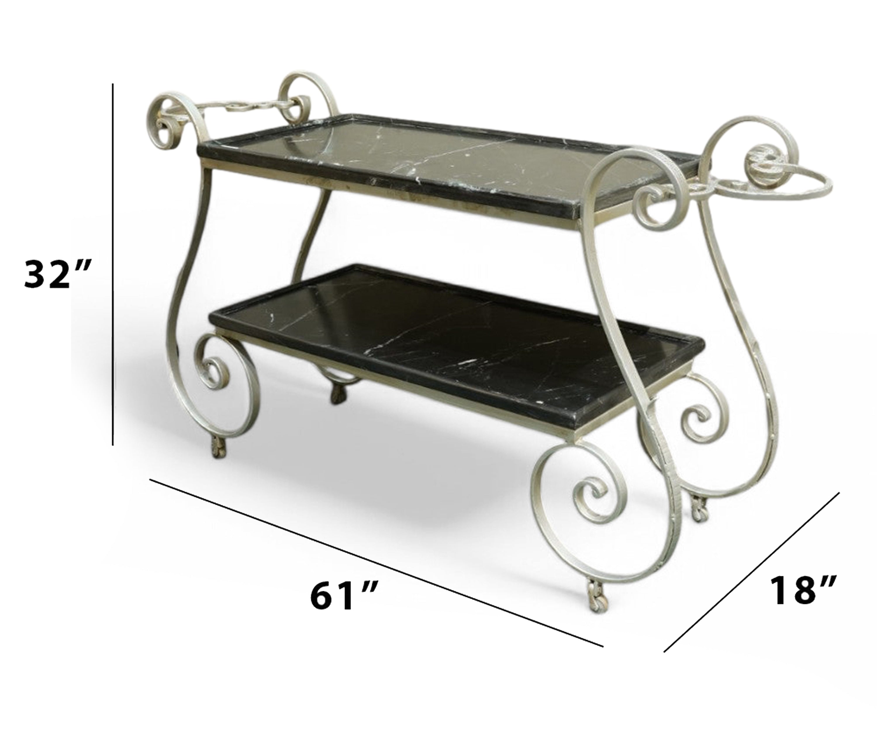 2 Tier Marble & Iron Console