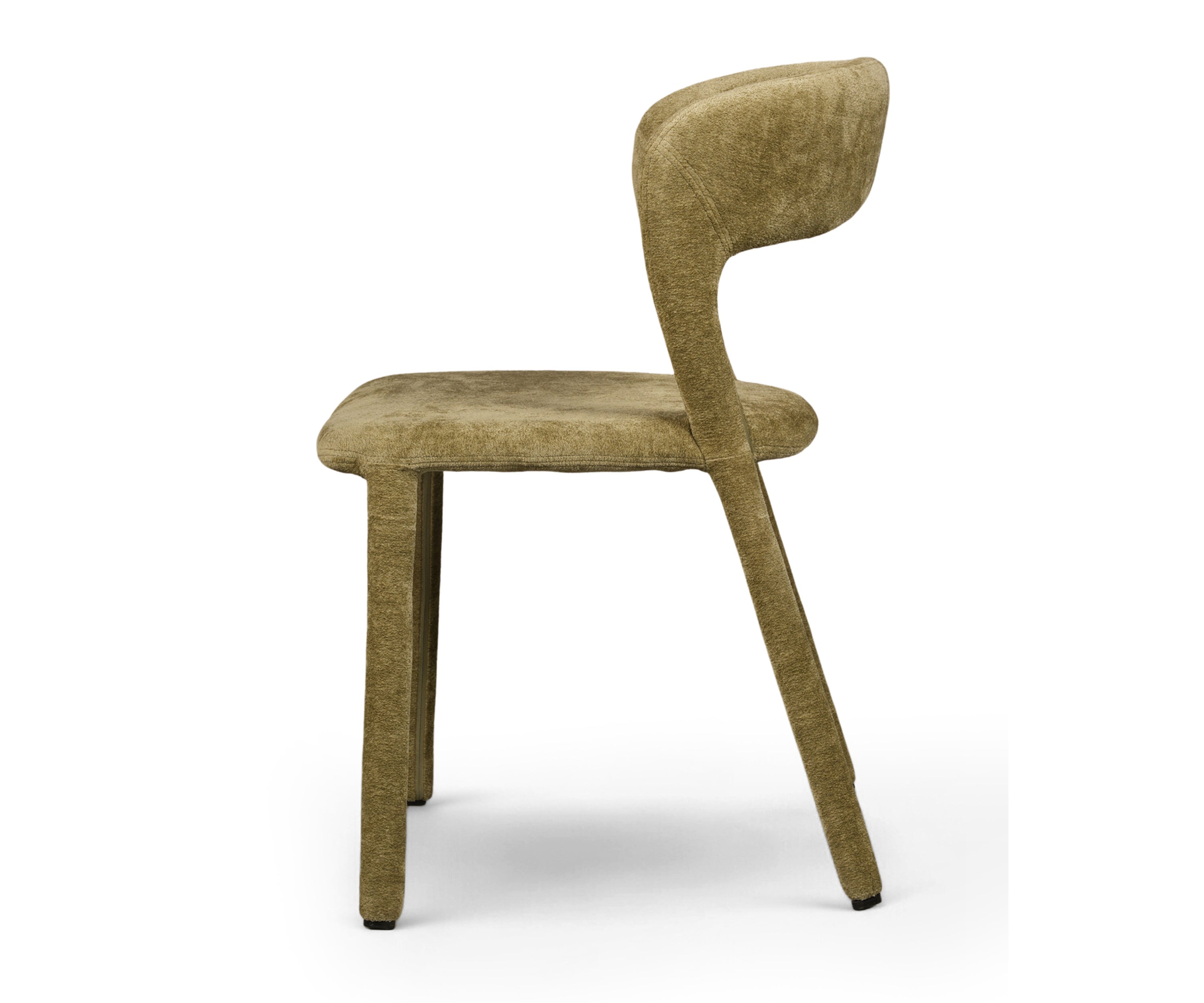 Olive Green Upholstered Dining Chair with Open Back