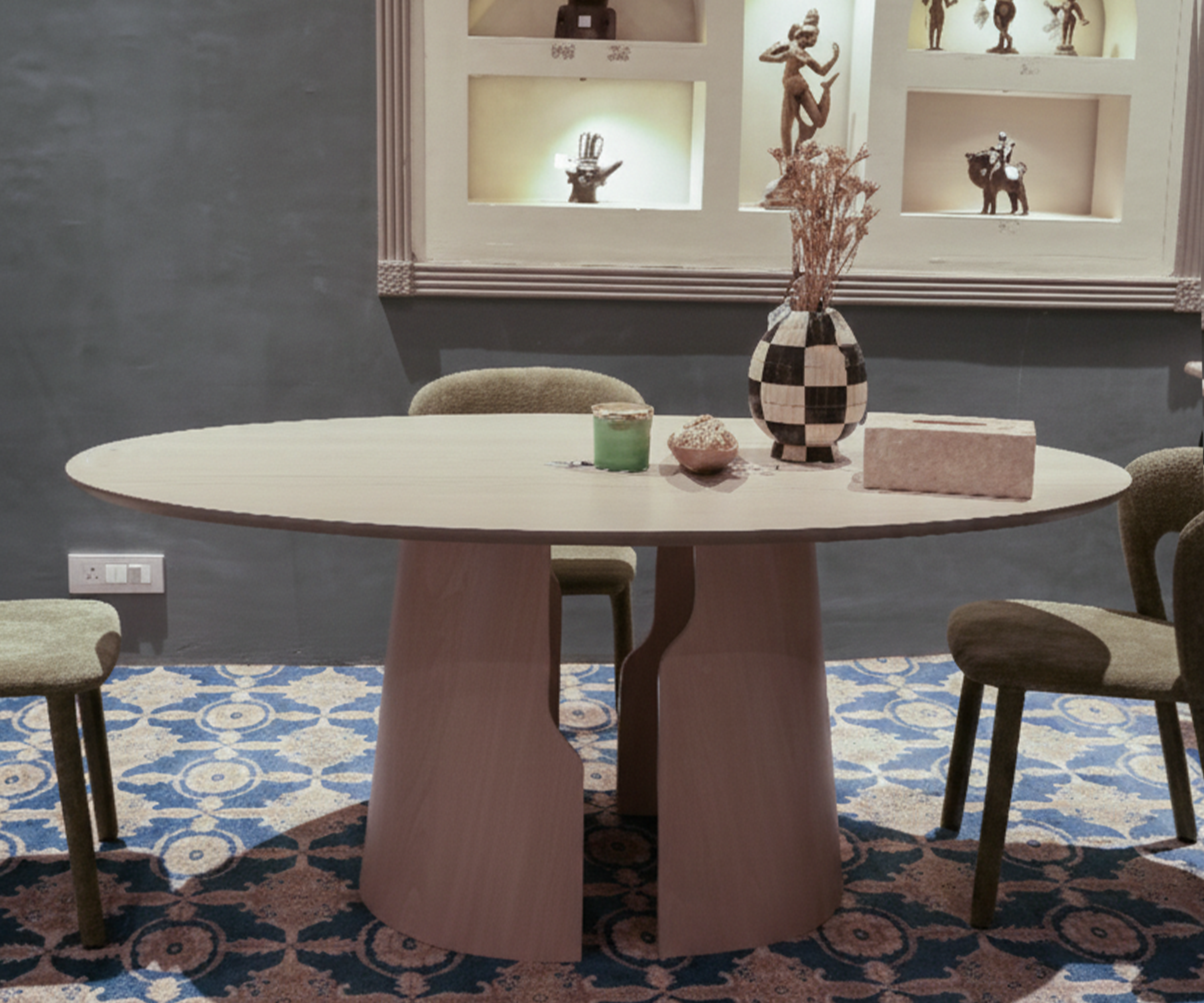 Contemporary Sculptural Round Table in Light Wood