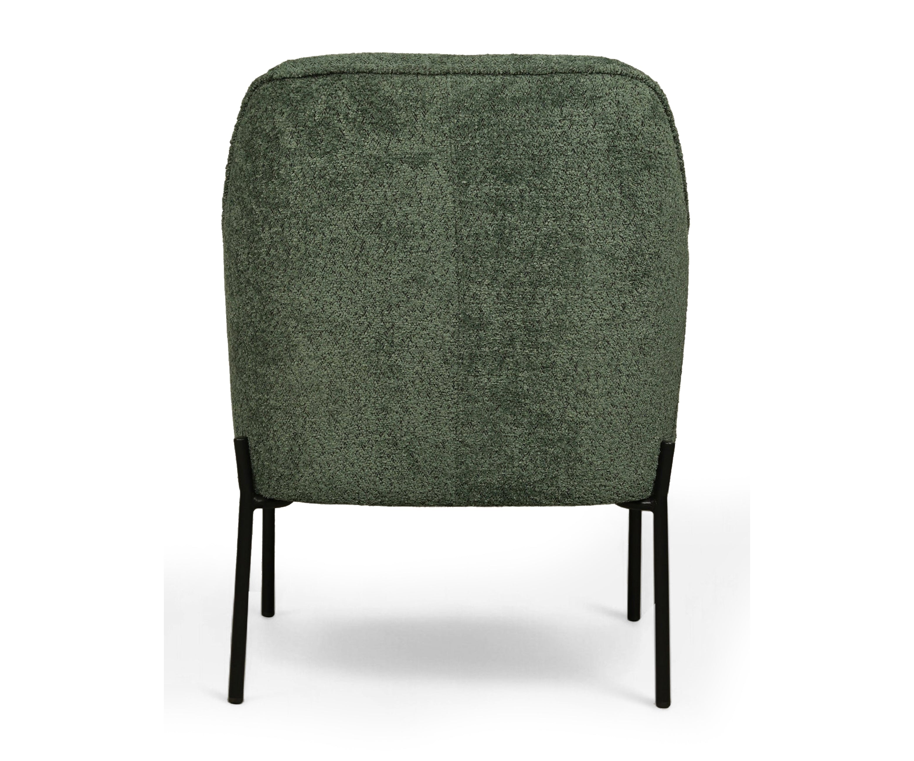 Modern Green Upholstered Armchair with Black Metal Legs