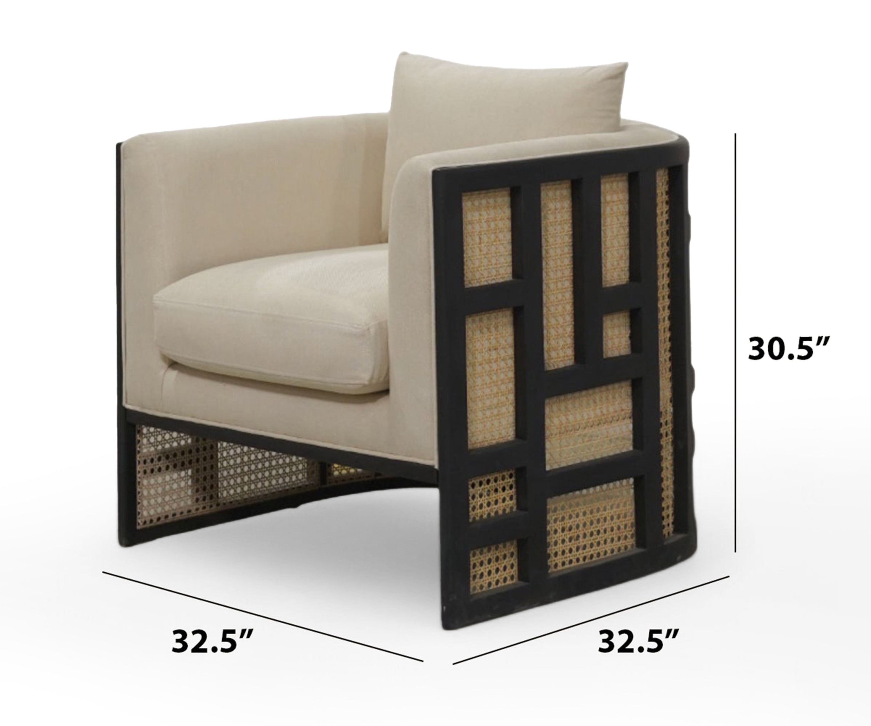 Dual Layer Cane & Linen Arm Sofa Chair