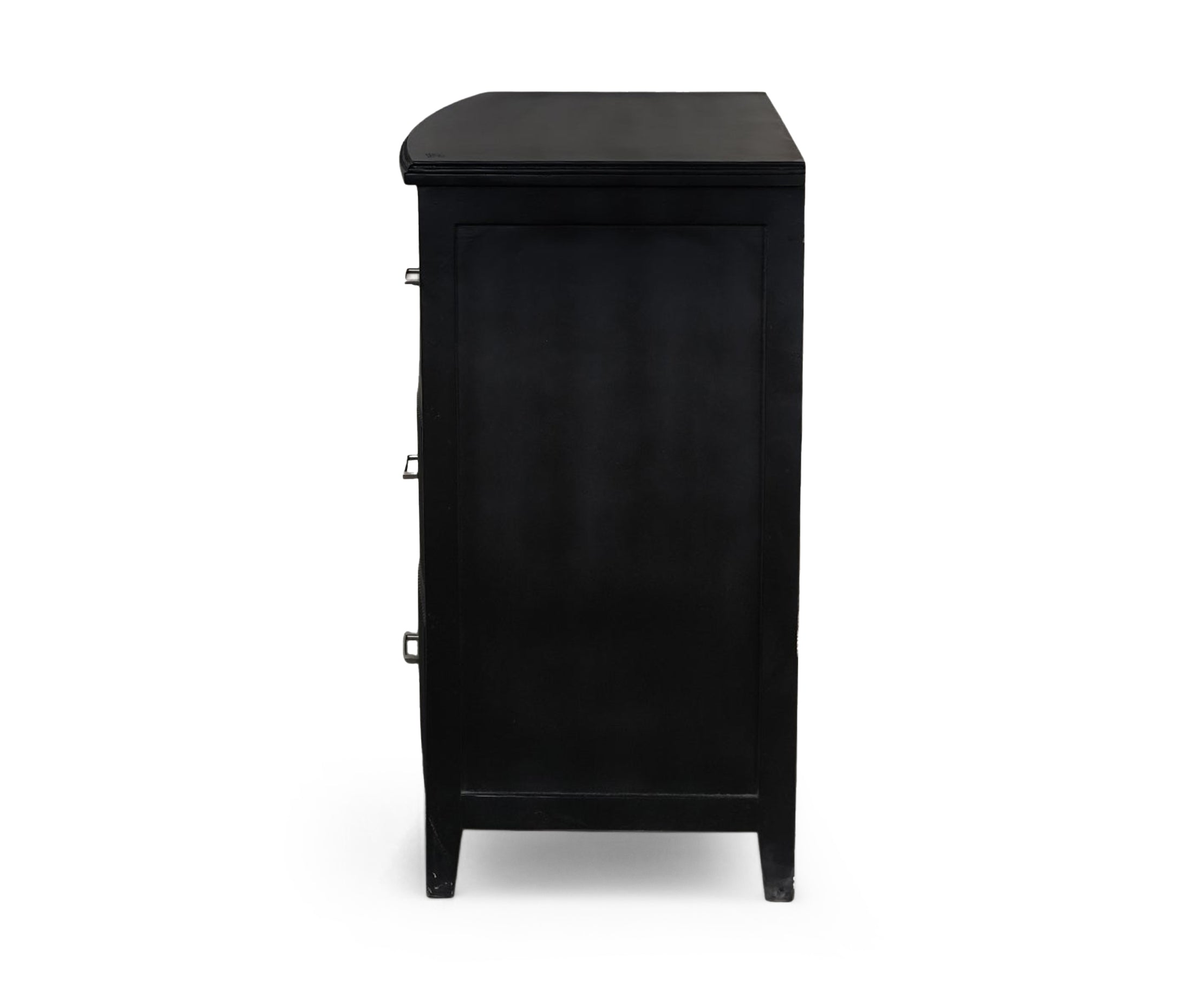 Modern Black Ribbed-Front Chest of Drawer