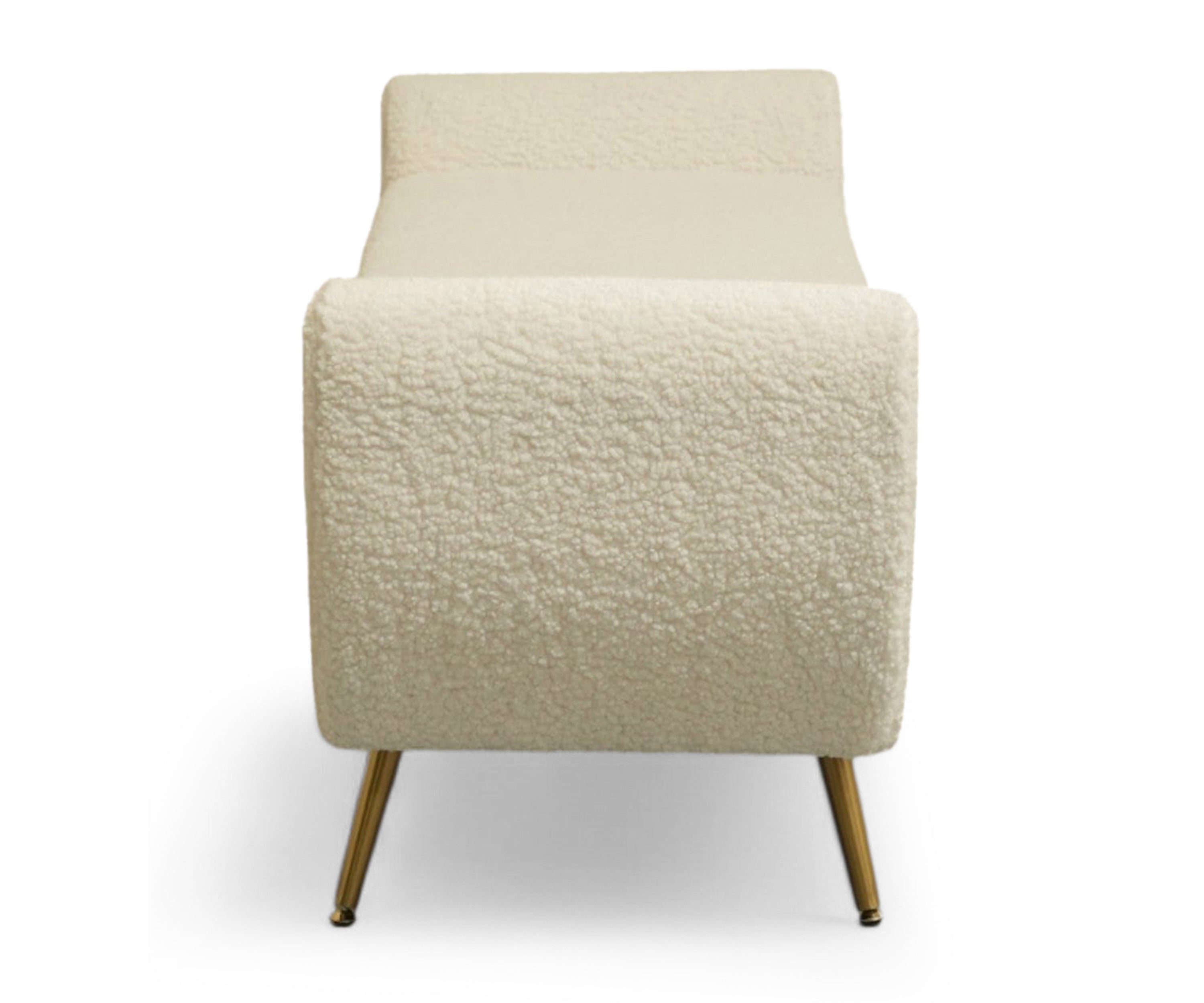 Ivory Bouclé Bench with Storage