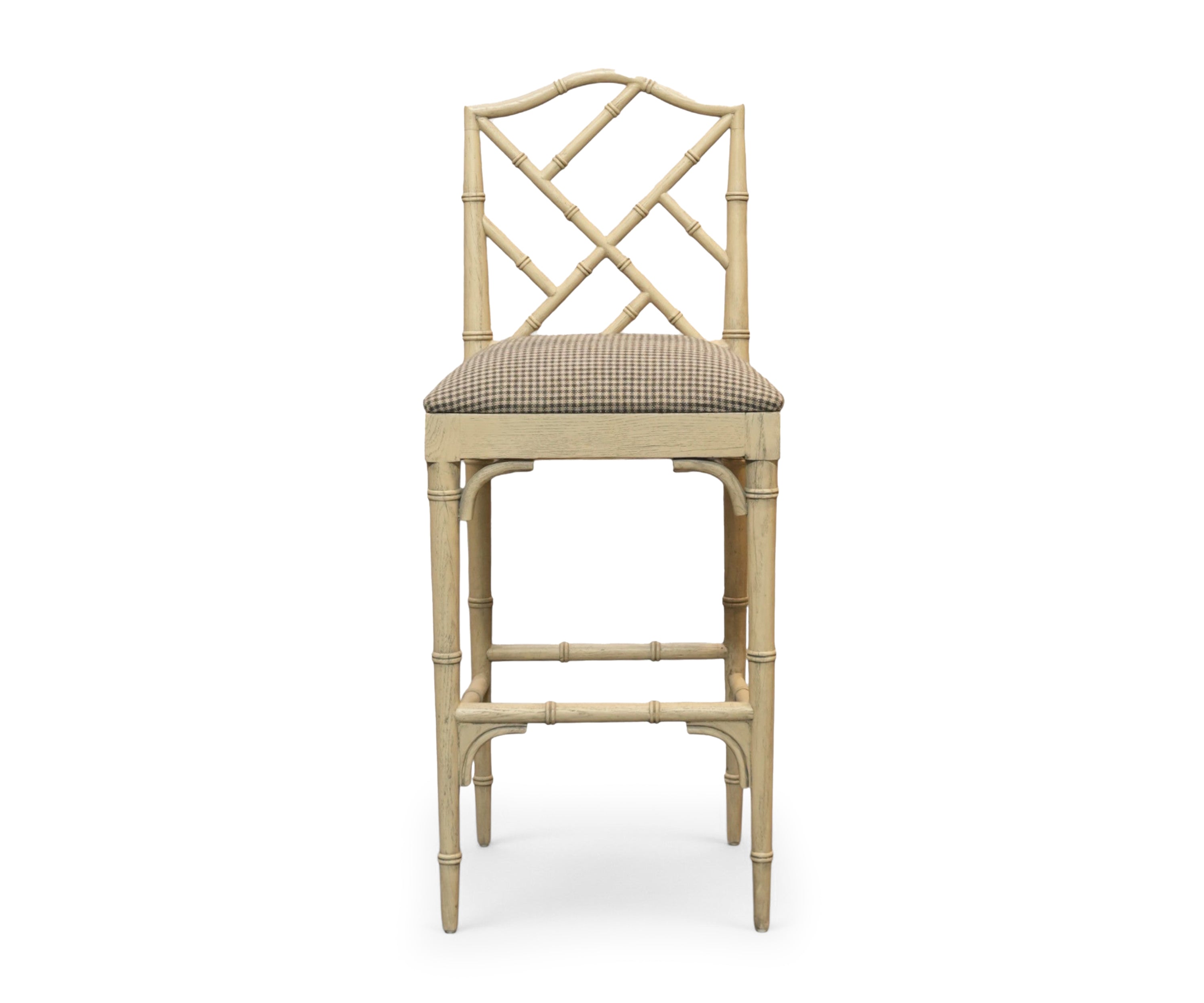 Vintage Bamboo-Style Wooden Bar Stool