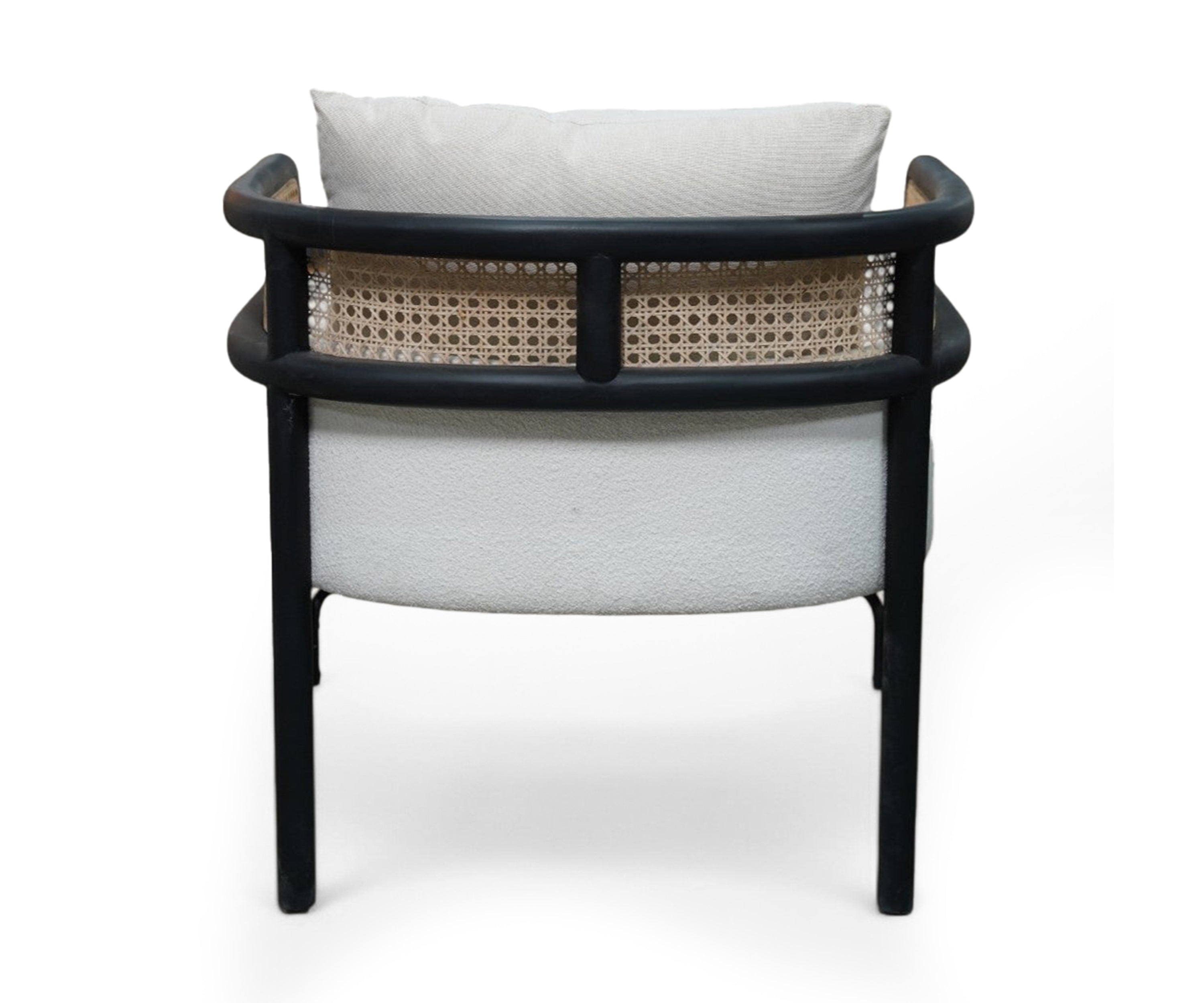 Cane Armchair in Linen and Black Frame