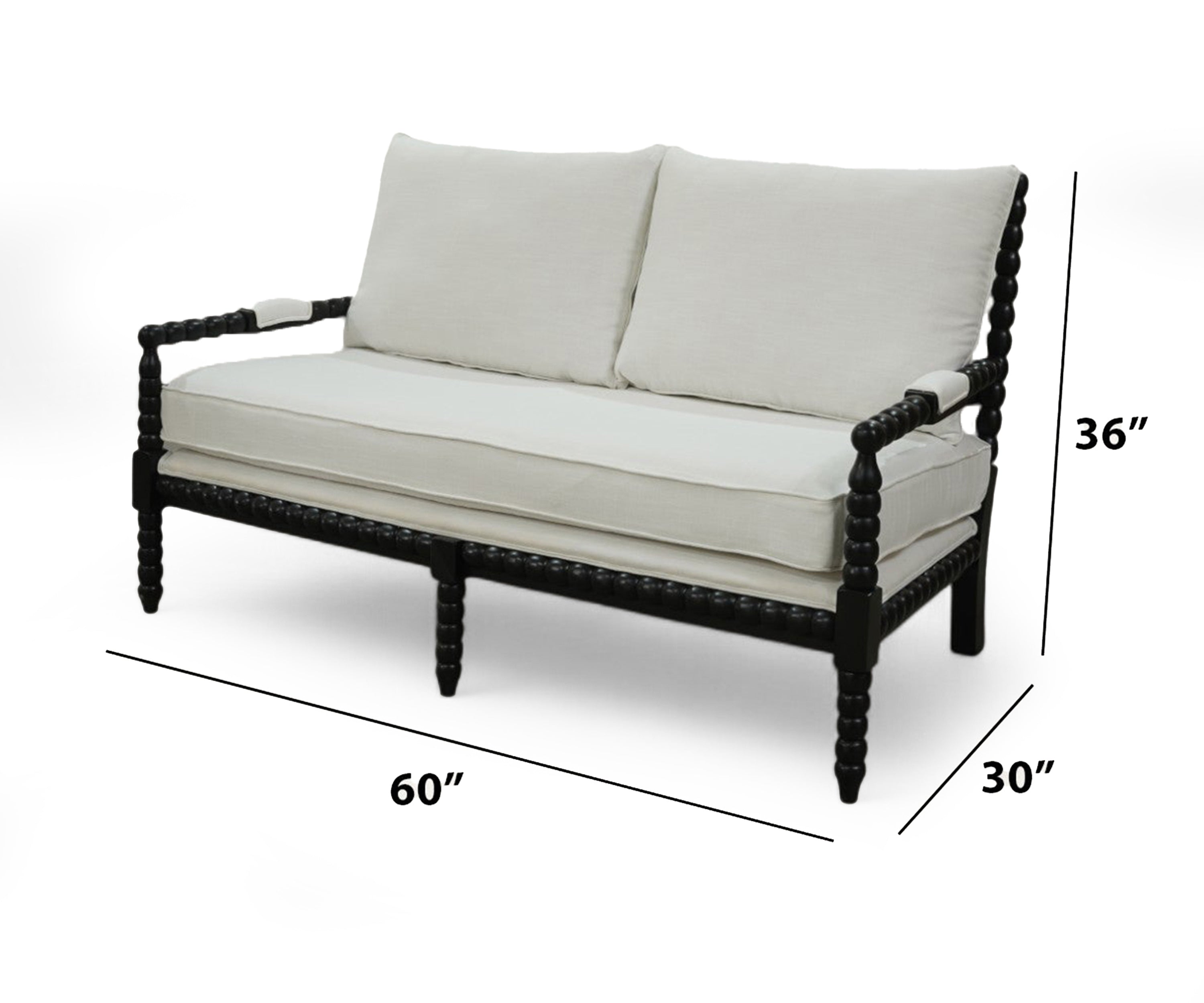 Classical Wooden Sofa Settee in Ivory and Black
