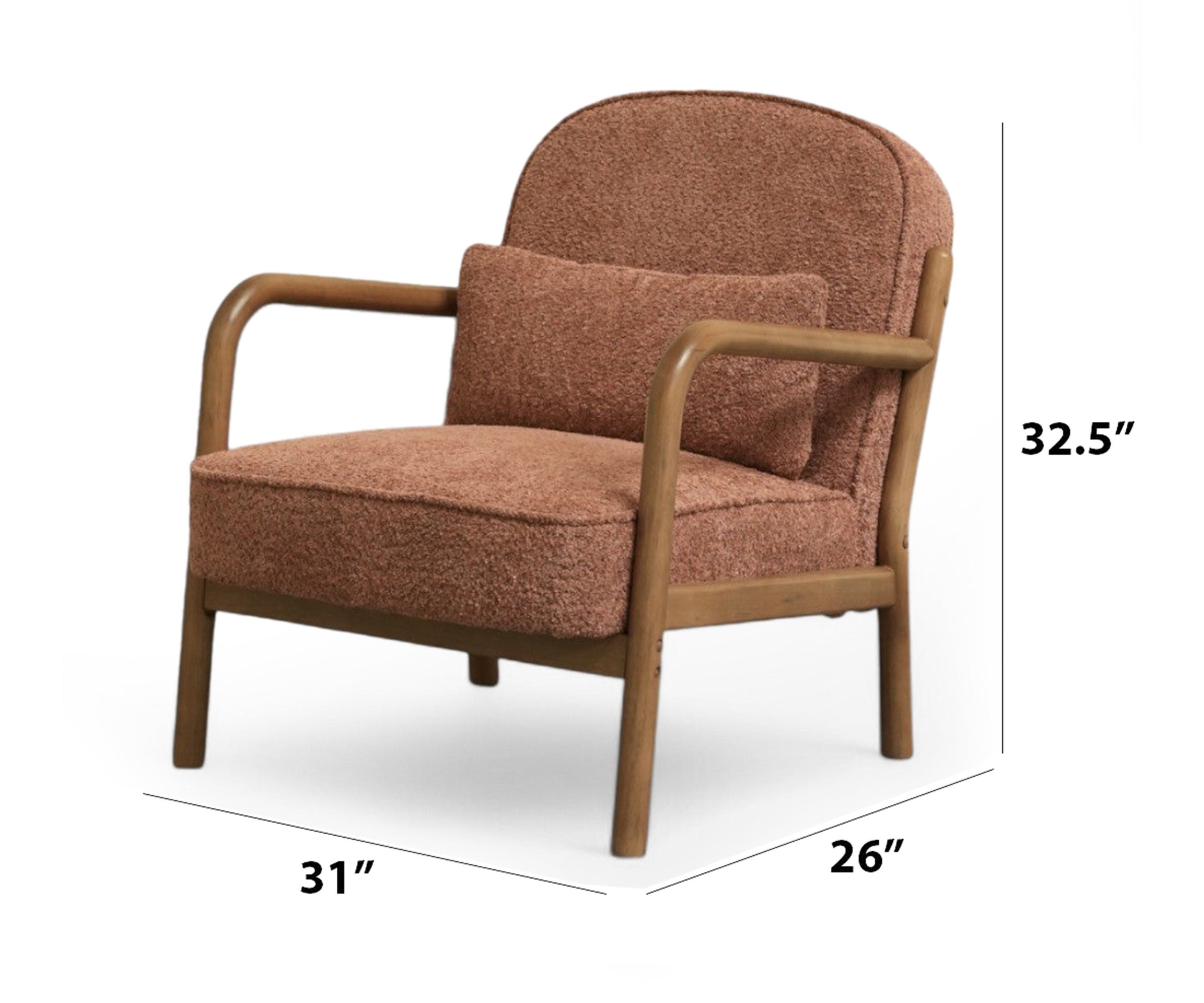 Mid-Century Bouclé Armchair in Rose Brown