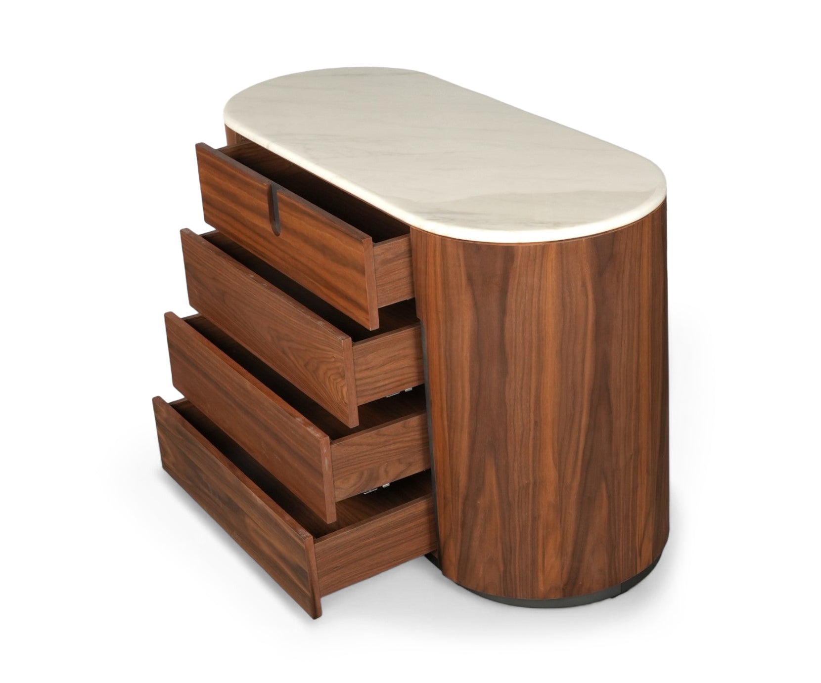 Oval Walnut Sideboard with Marble Top