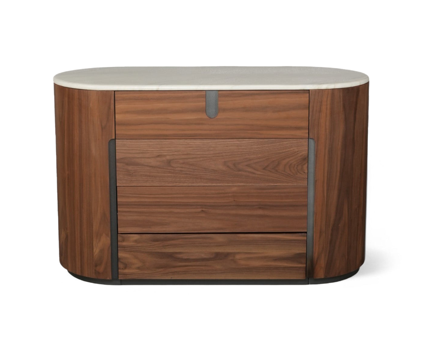 Oval Walnut Sideboard with Marble Top