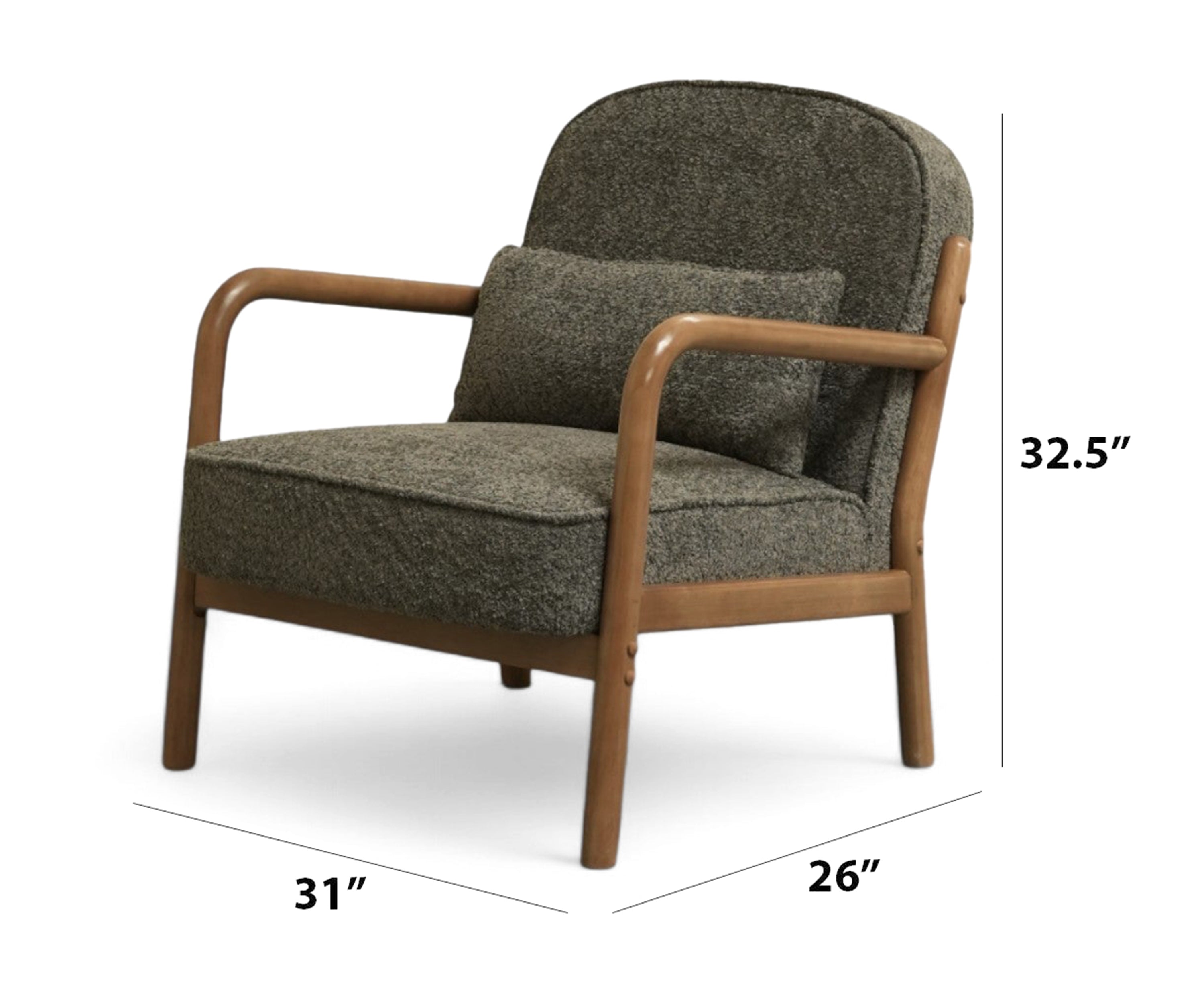 Mid-Century Bouclé Armchair with Wooden Frame