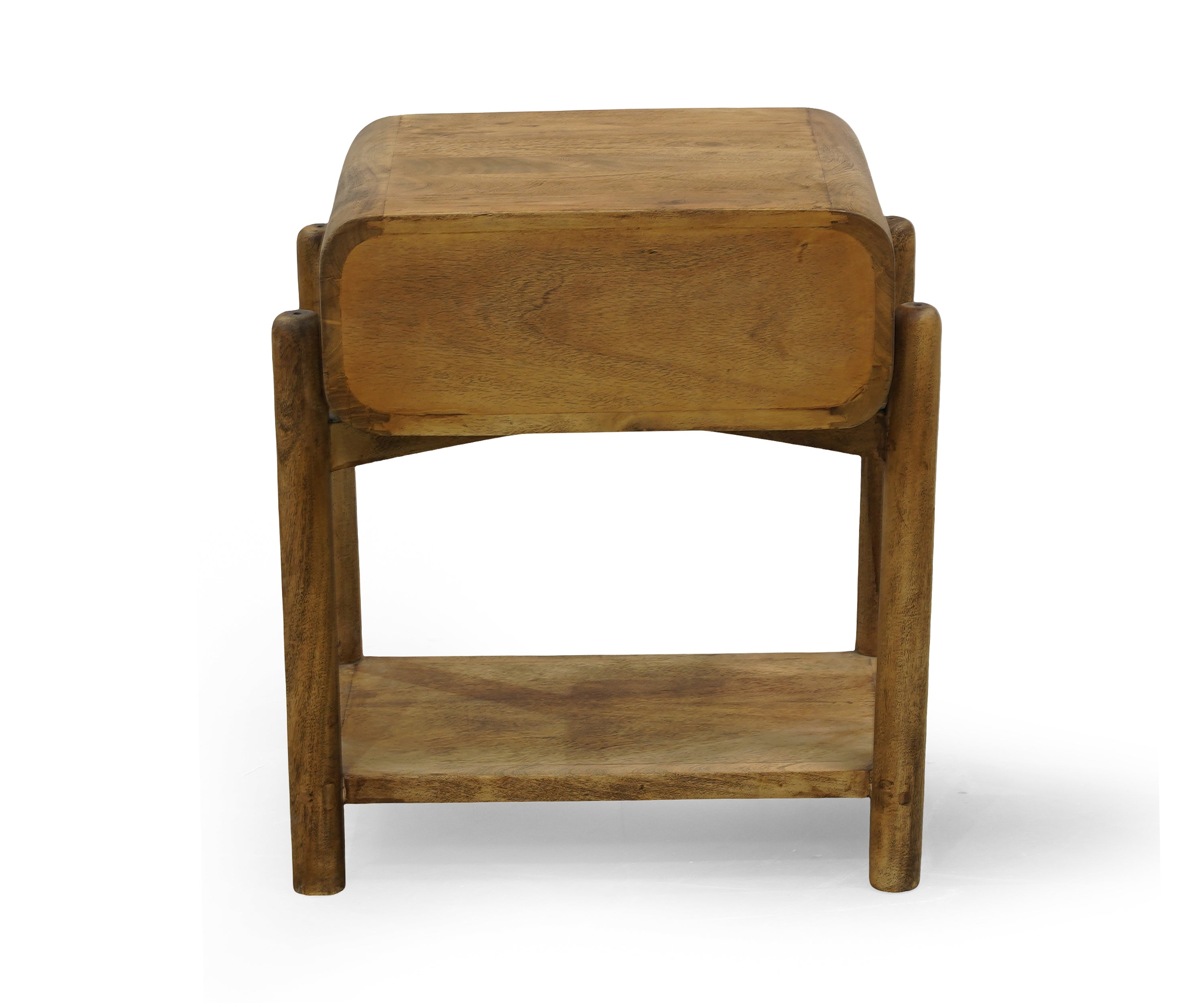 Curvy Oak Bedside Table with Drawer in Natural Finish