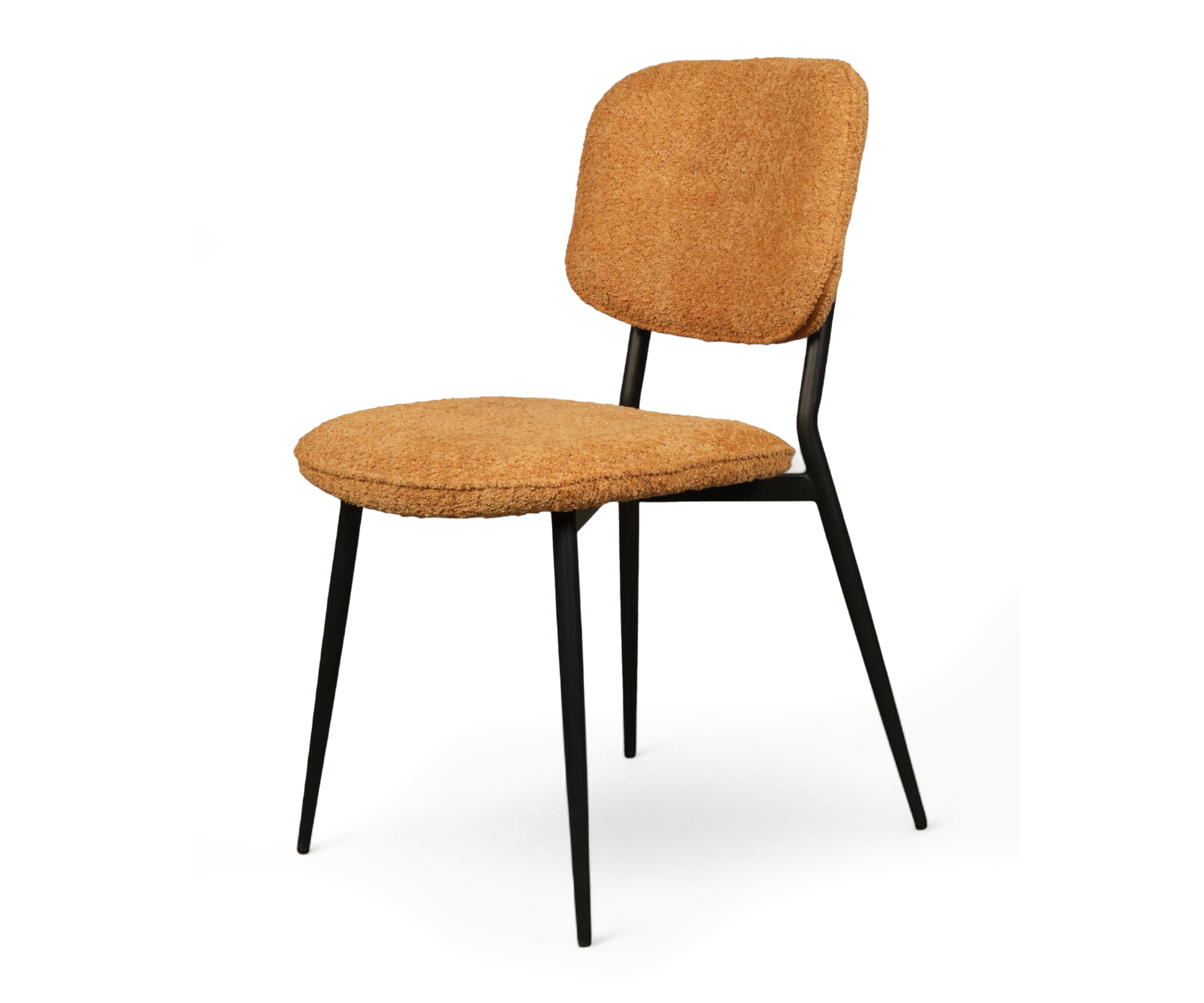 Mid-Century Upholstered Dining Chair in Camel