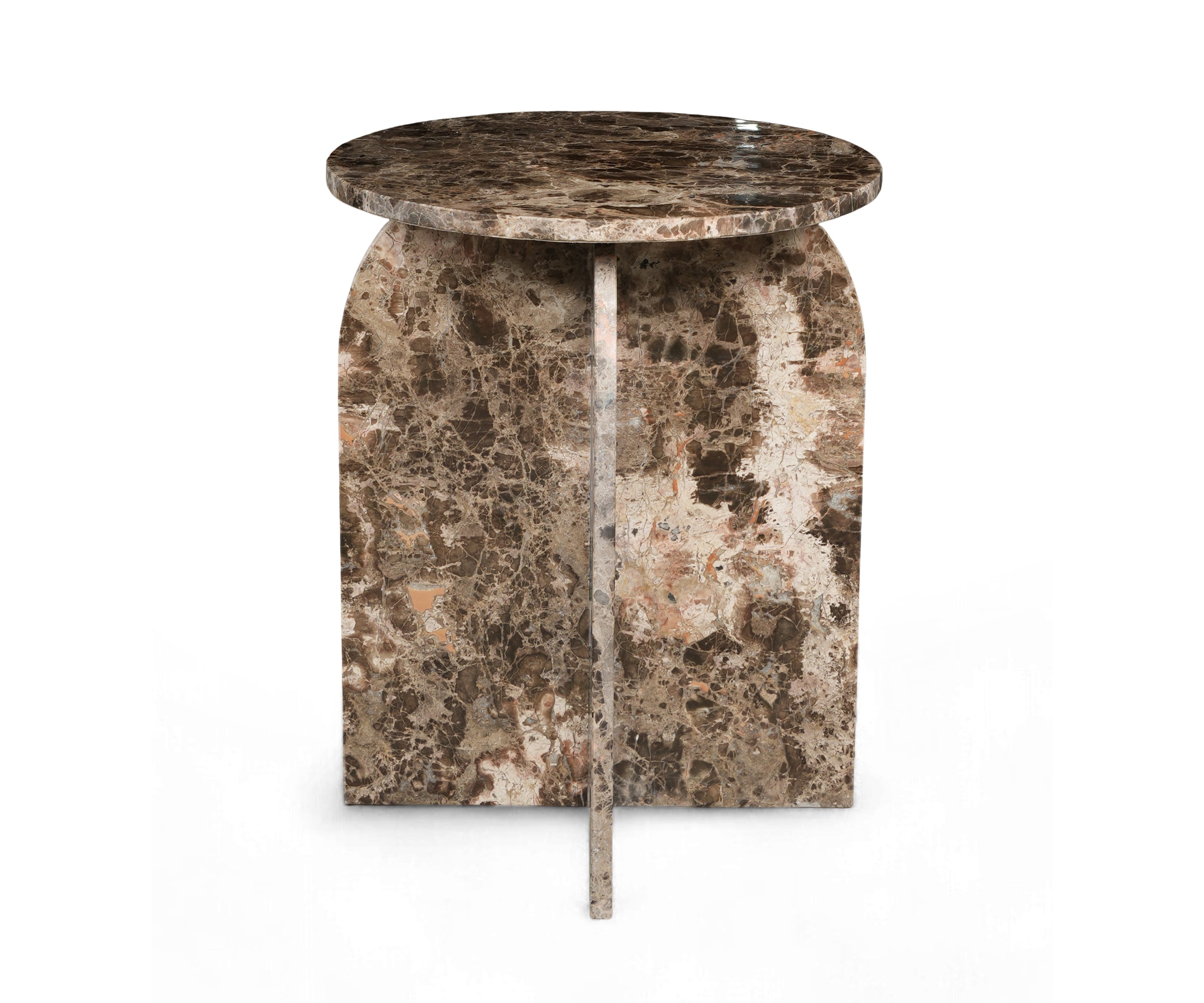 Arched Pedestal Dark Marble Accent Table