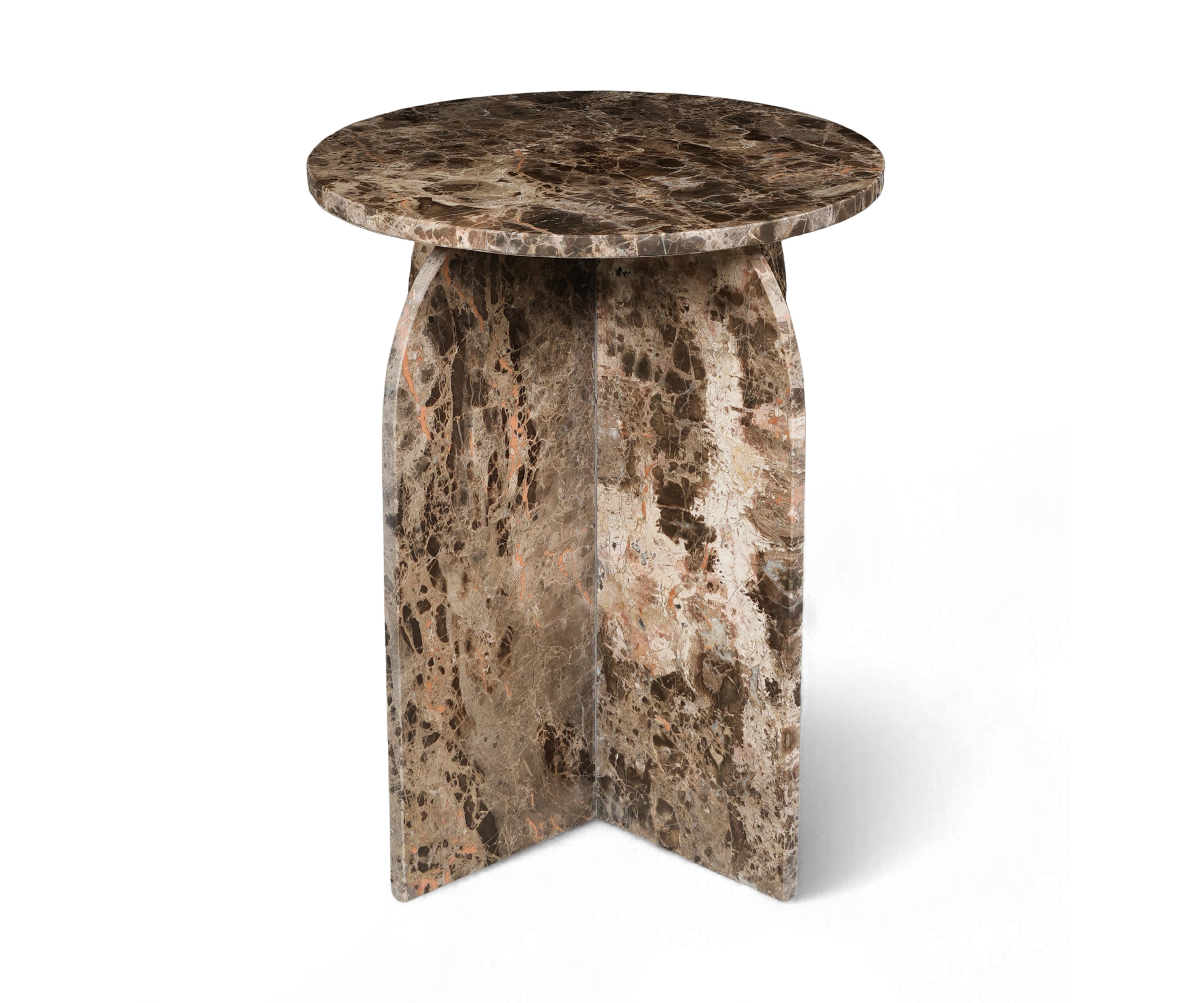 Arched Pedestal Dark Marble Accent Table