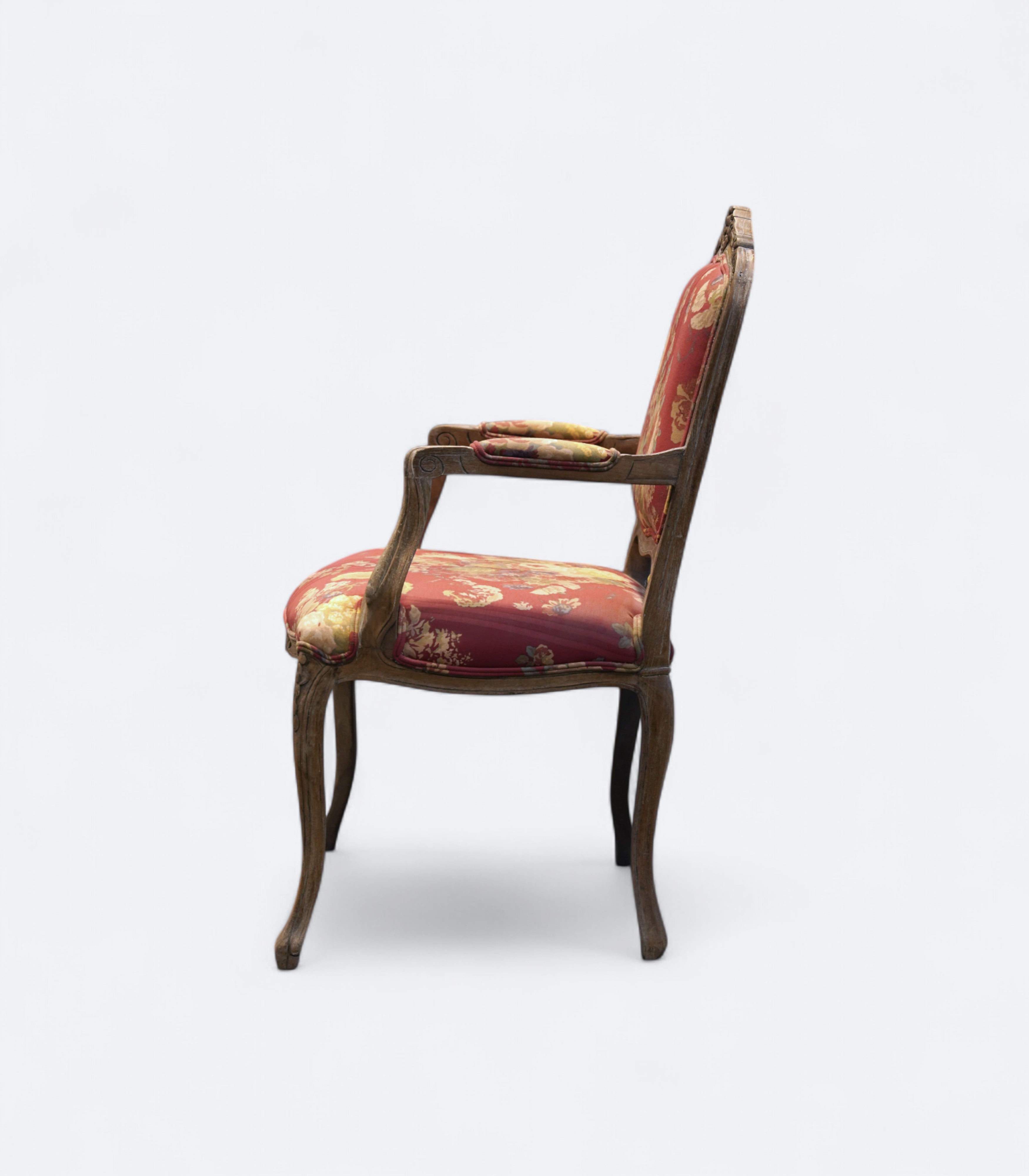 French Revival Armchair in Teak Finish
