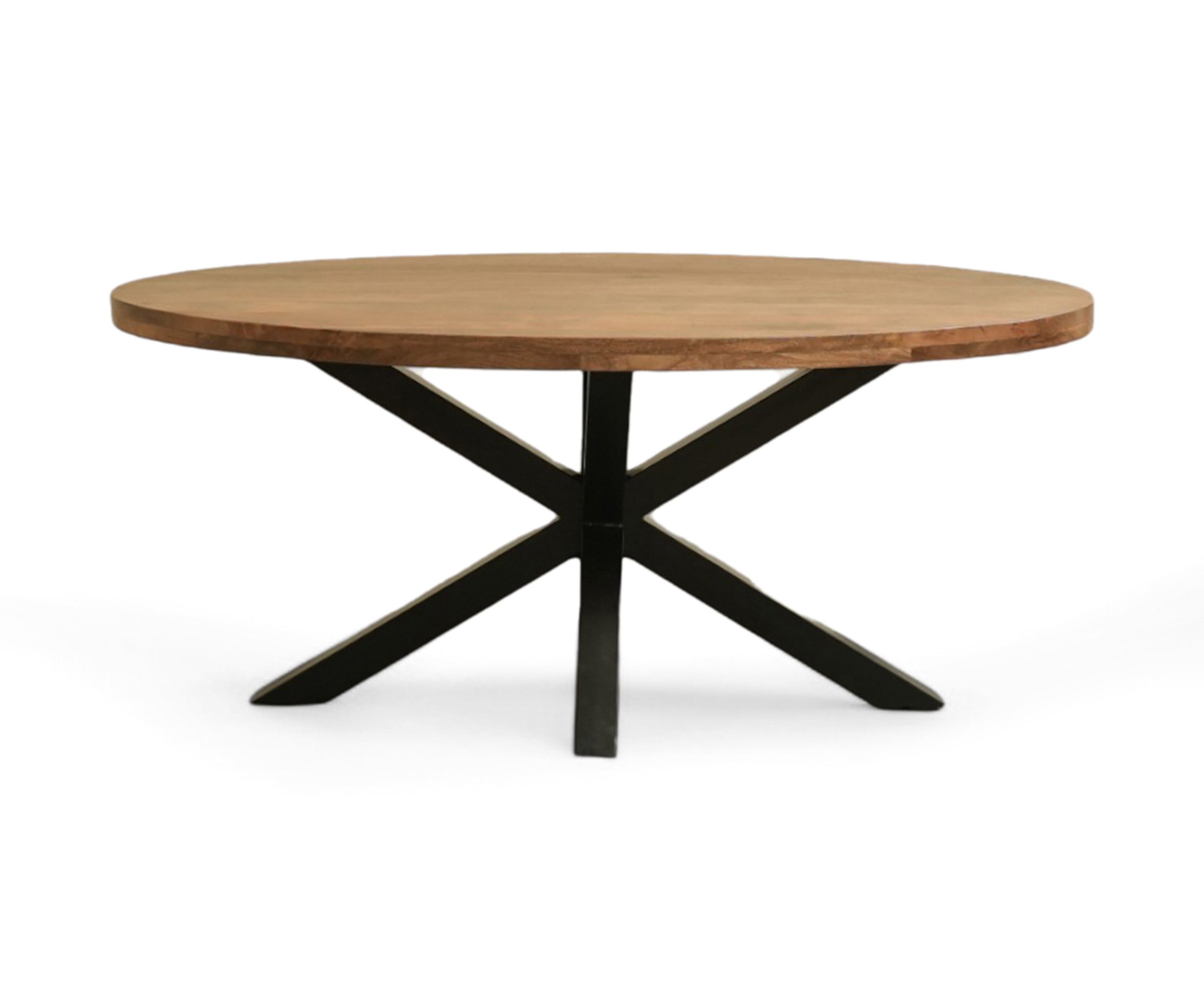 Walnut Finish Dining Table with Cross Iron Base