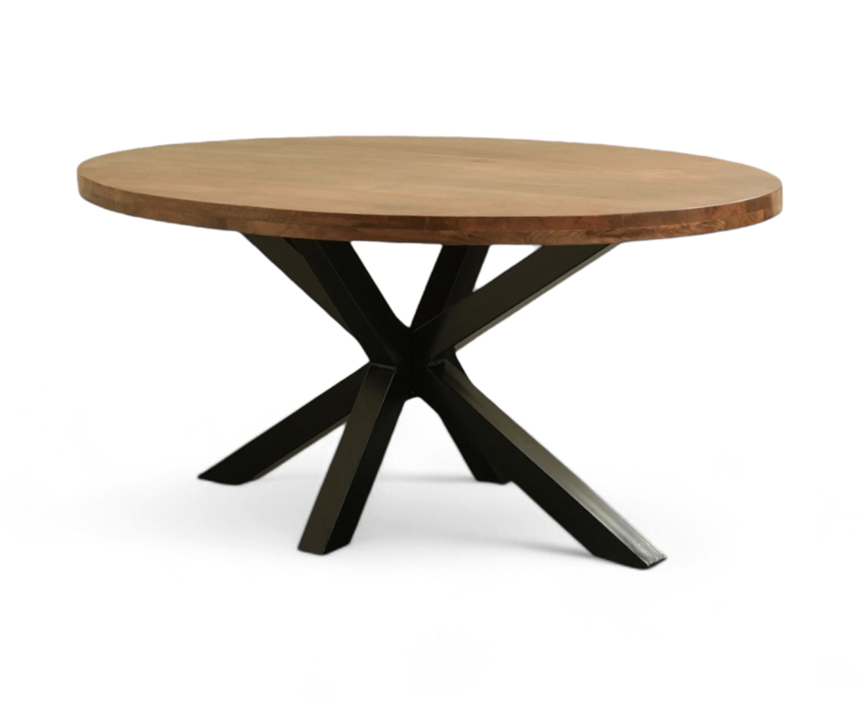 Walnut Finish Dining Table with Cross Iron Base