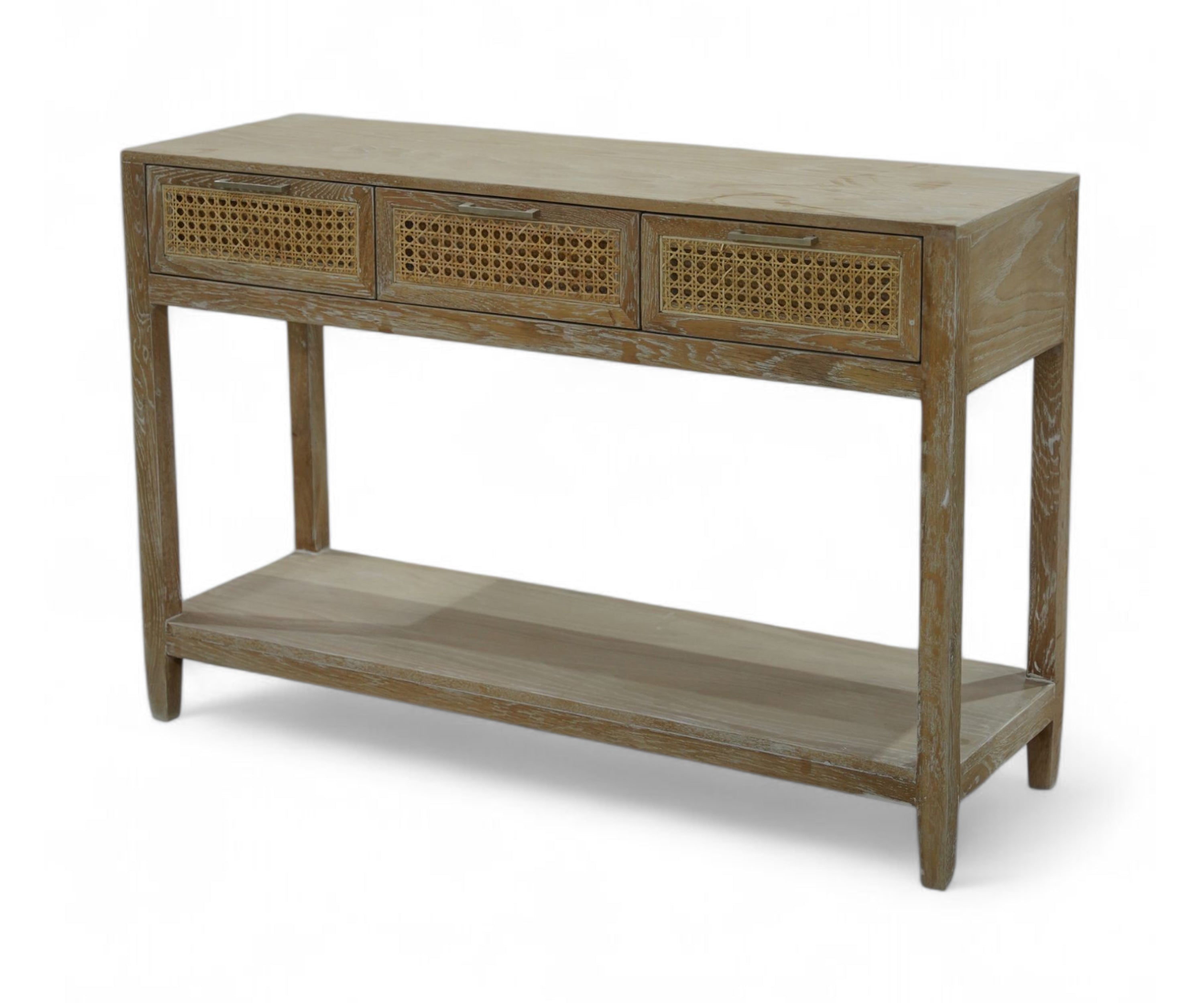 Oak & Cane Console Table with Shelf