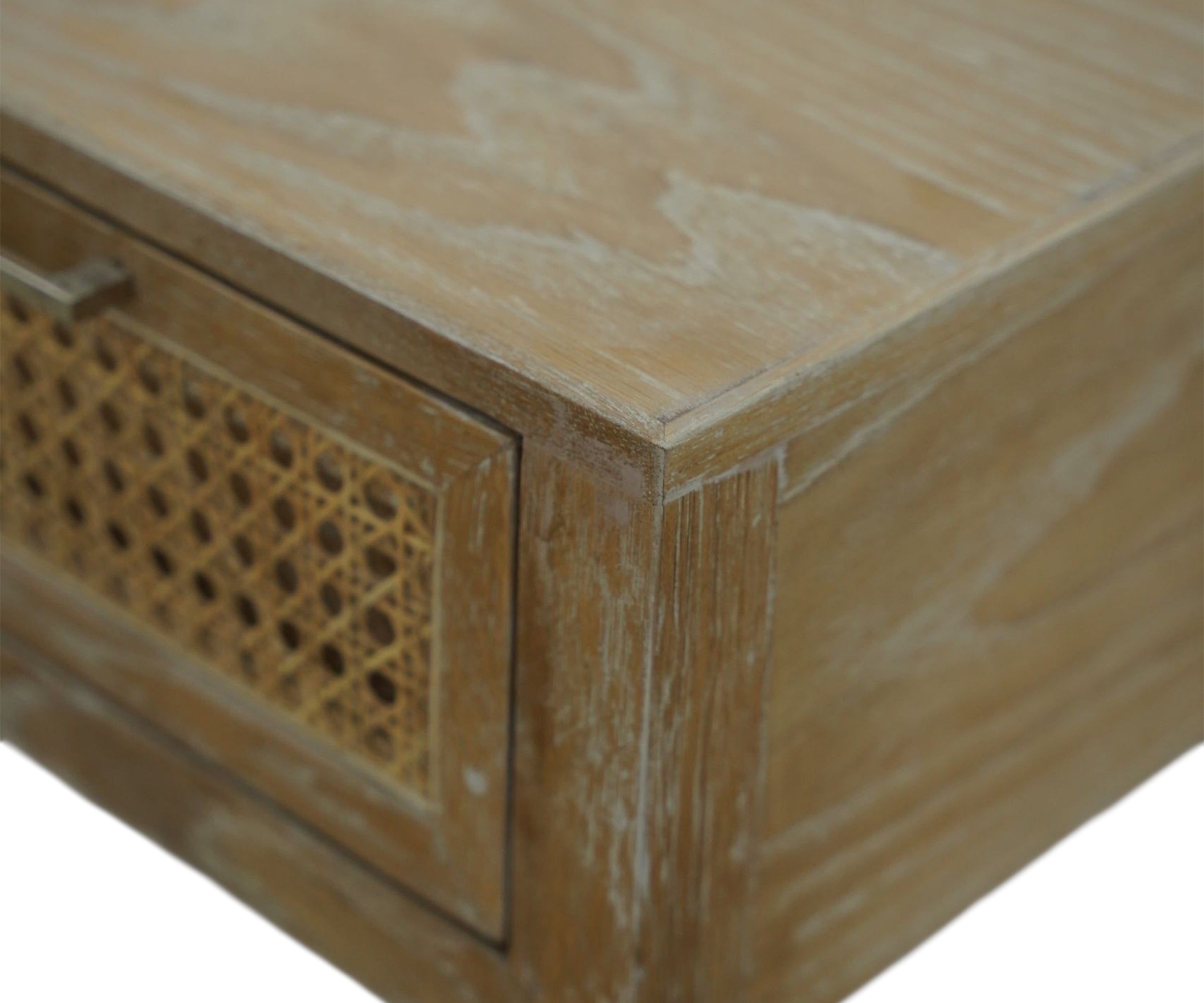 Oak & Cane Console Table with Shelf