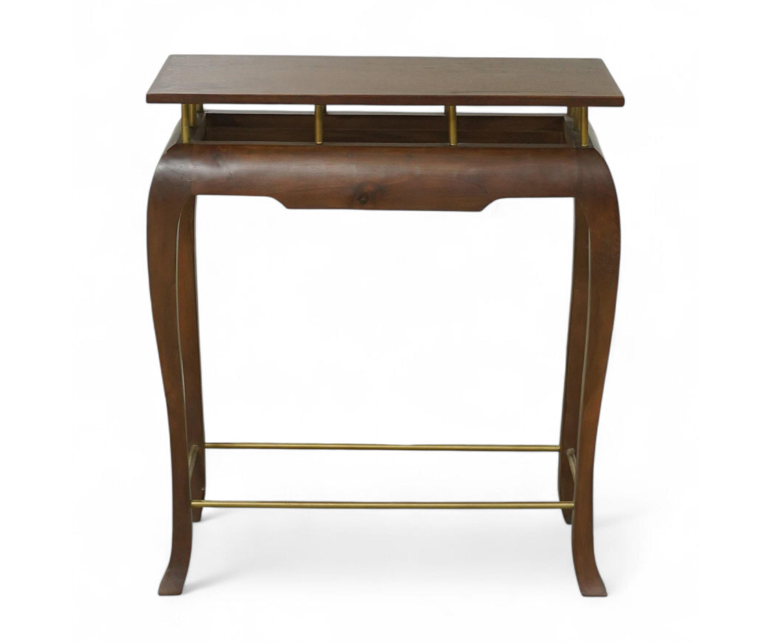 Sculptural Brown Acacia Wood Console Table