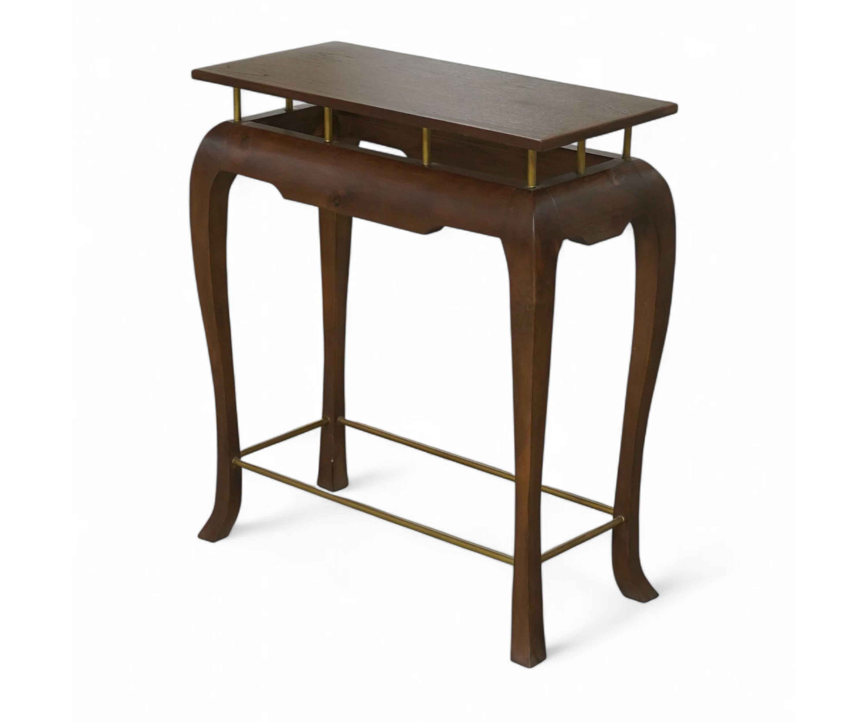 Sculptural Brown Acacia Wood Console Table