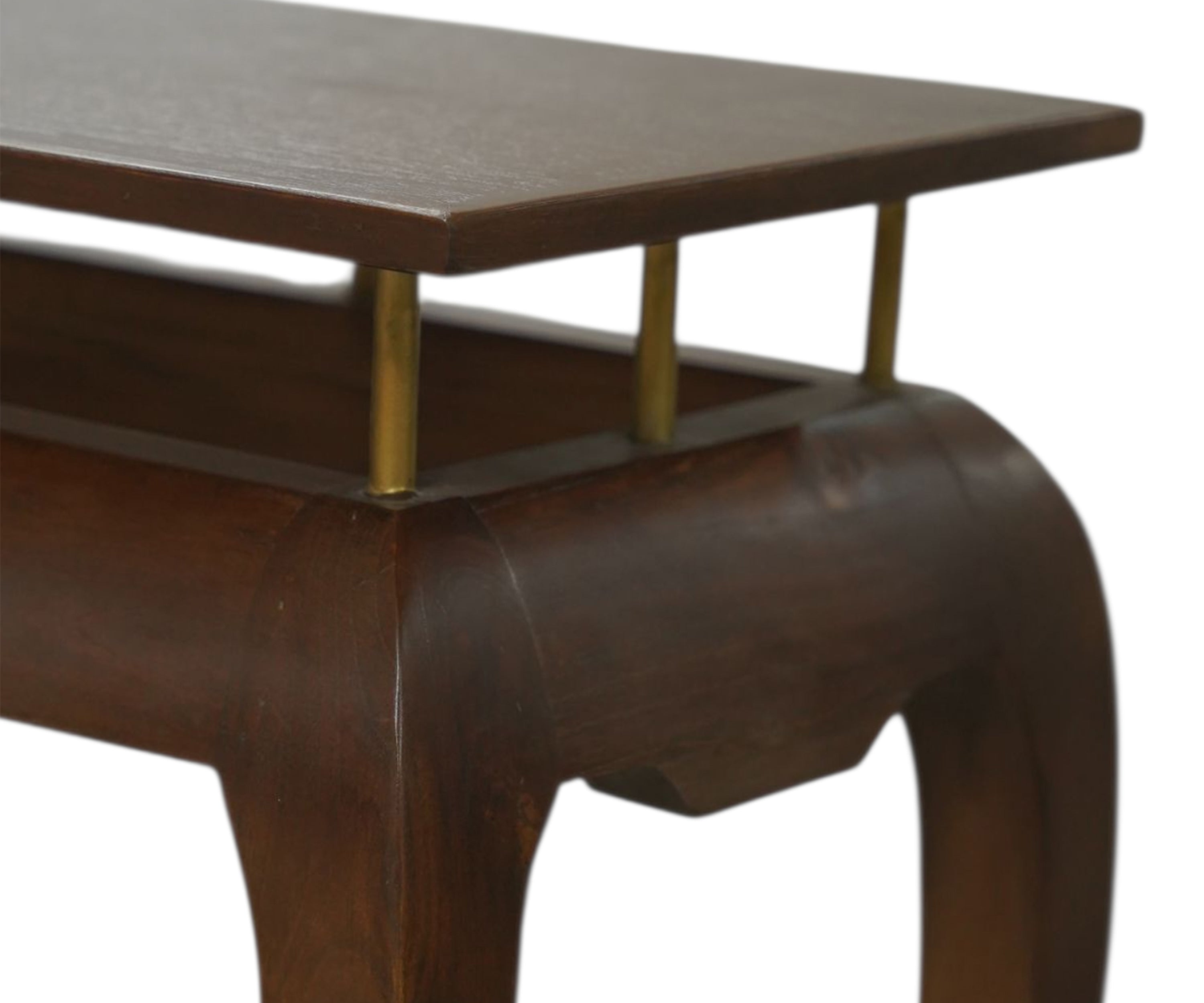 Sculptural Brown Acacia Wood Console Table