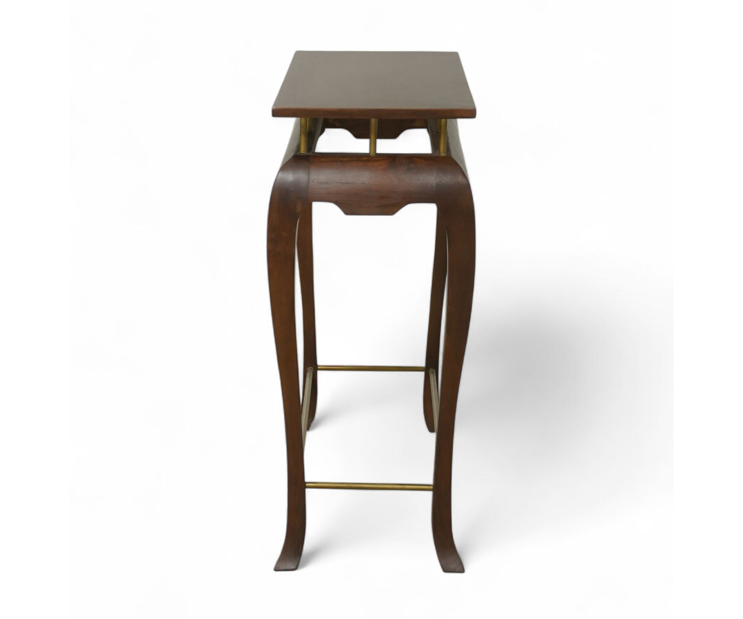 Sculptural Brown Acacia Wood Console Table