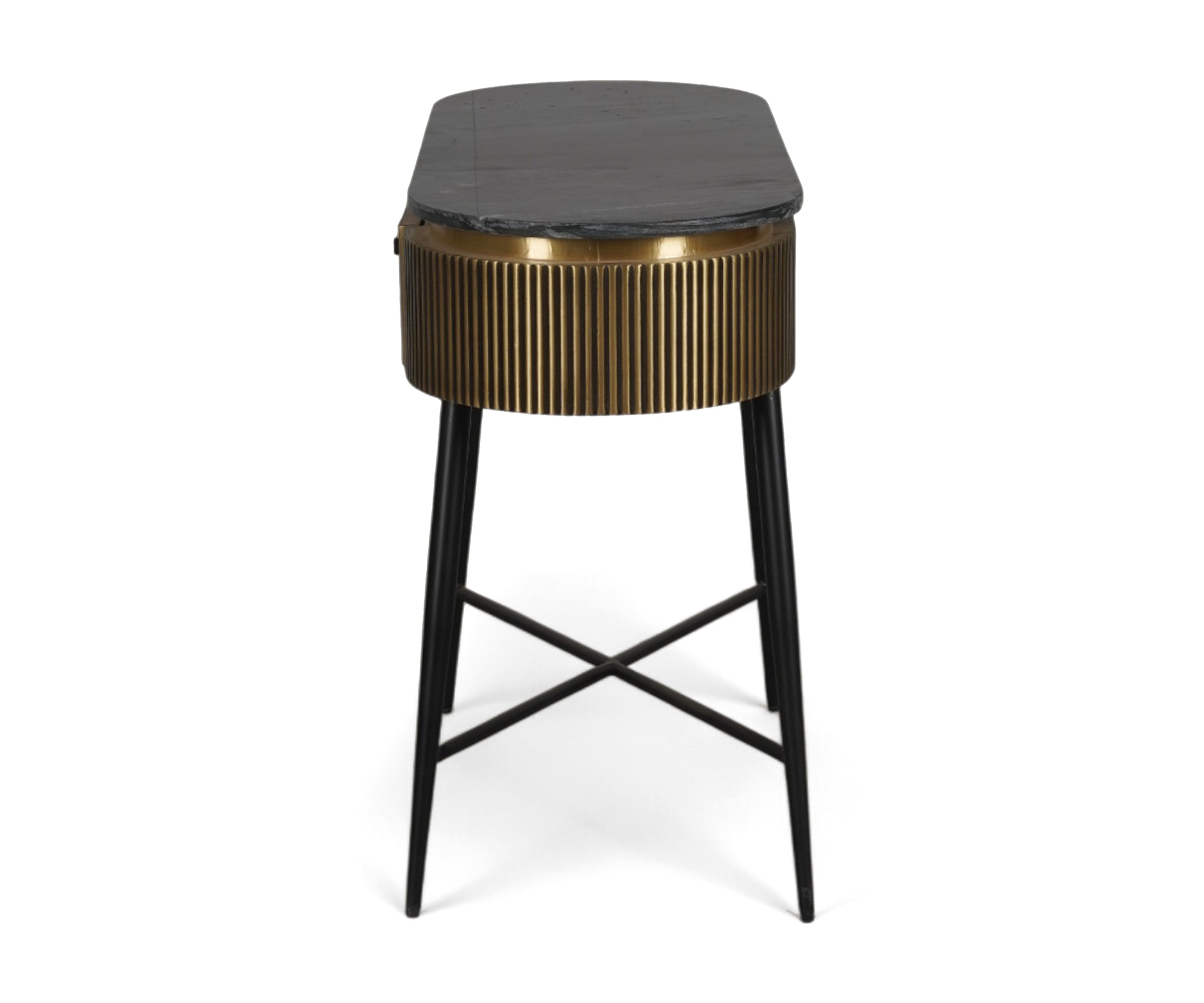 Fluted Brass Wall Table with Marble Top