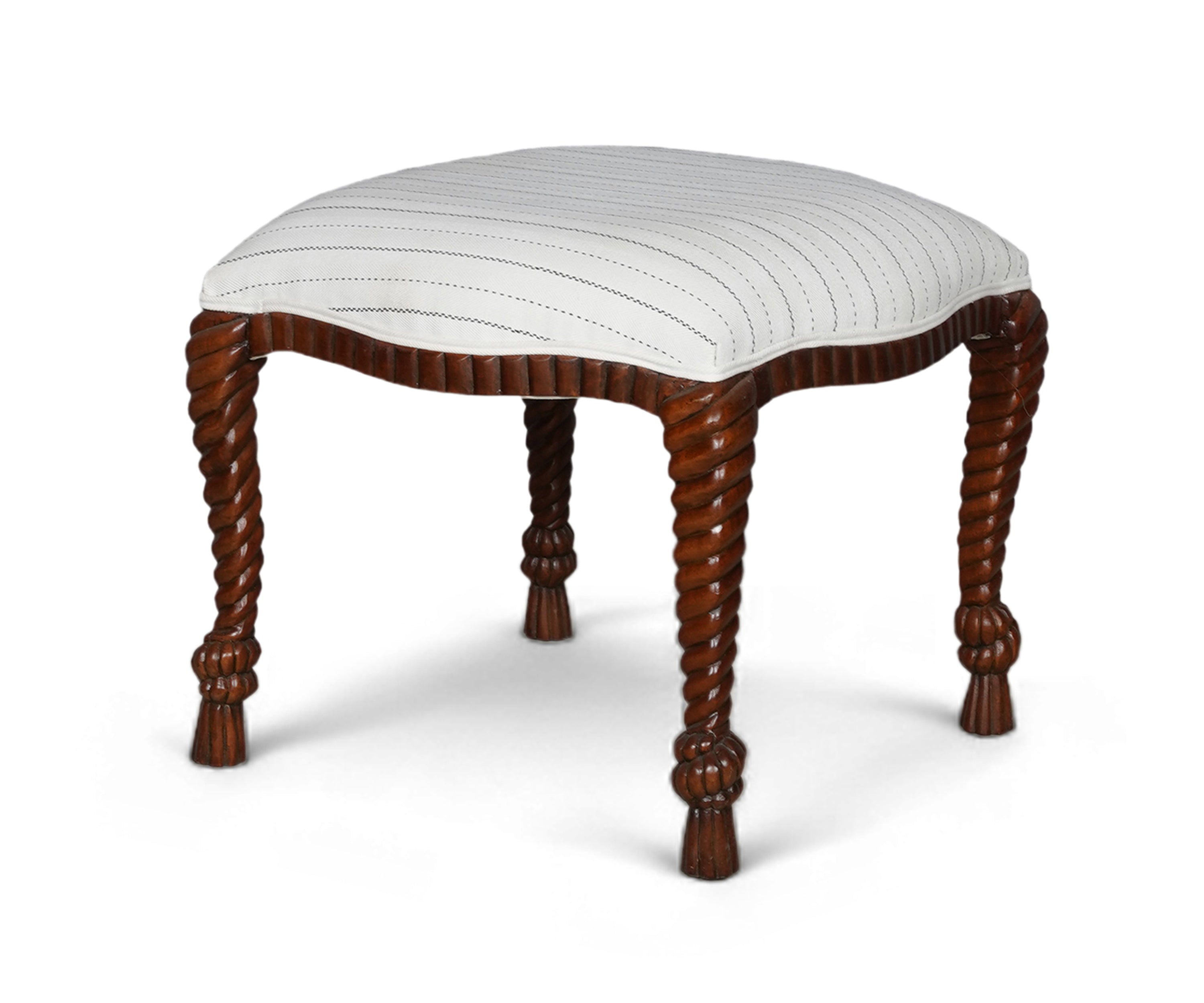 Rope & Knot Carved Wood Stools