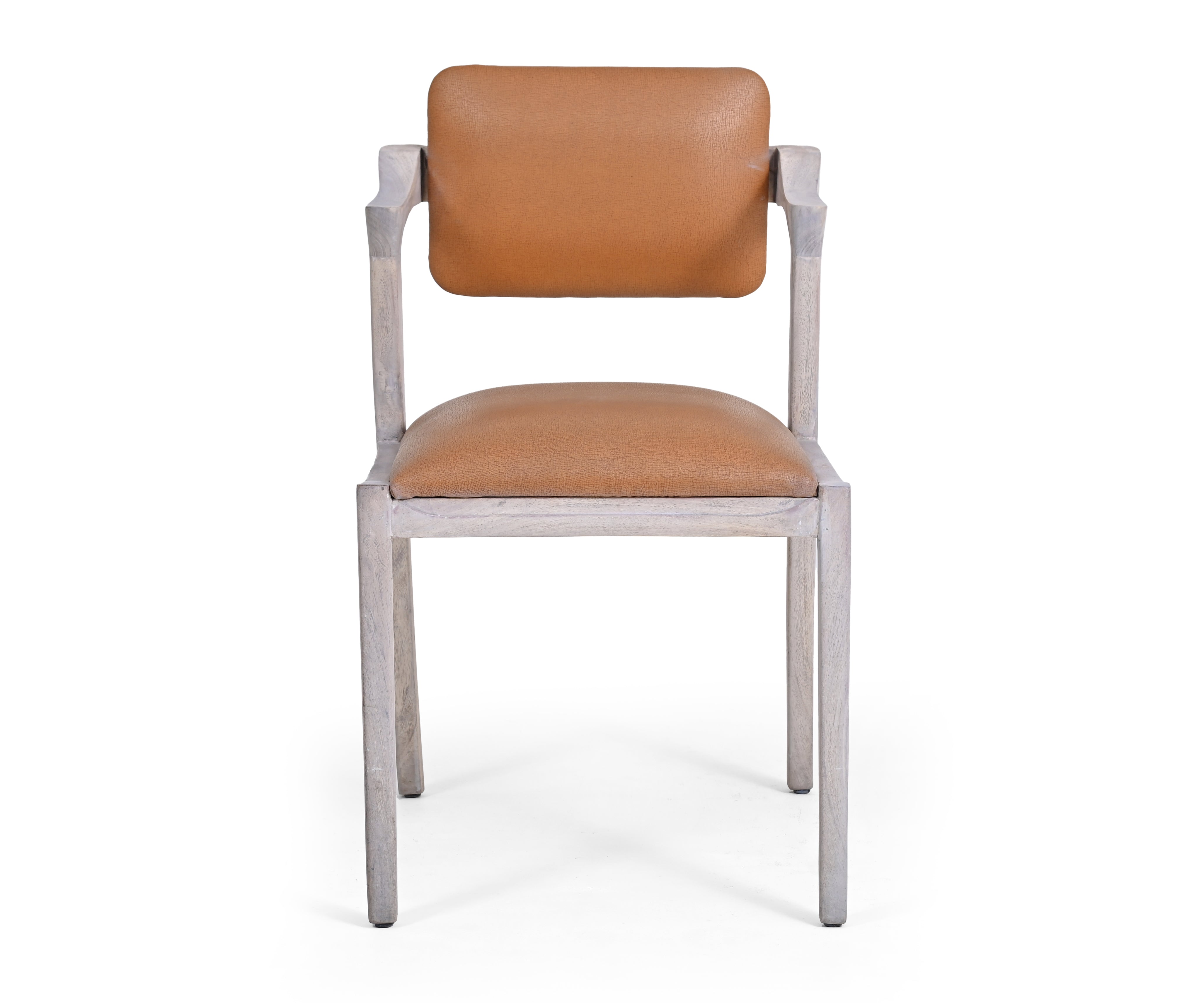 Distressed Acacia Dining Chair in Leatherier