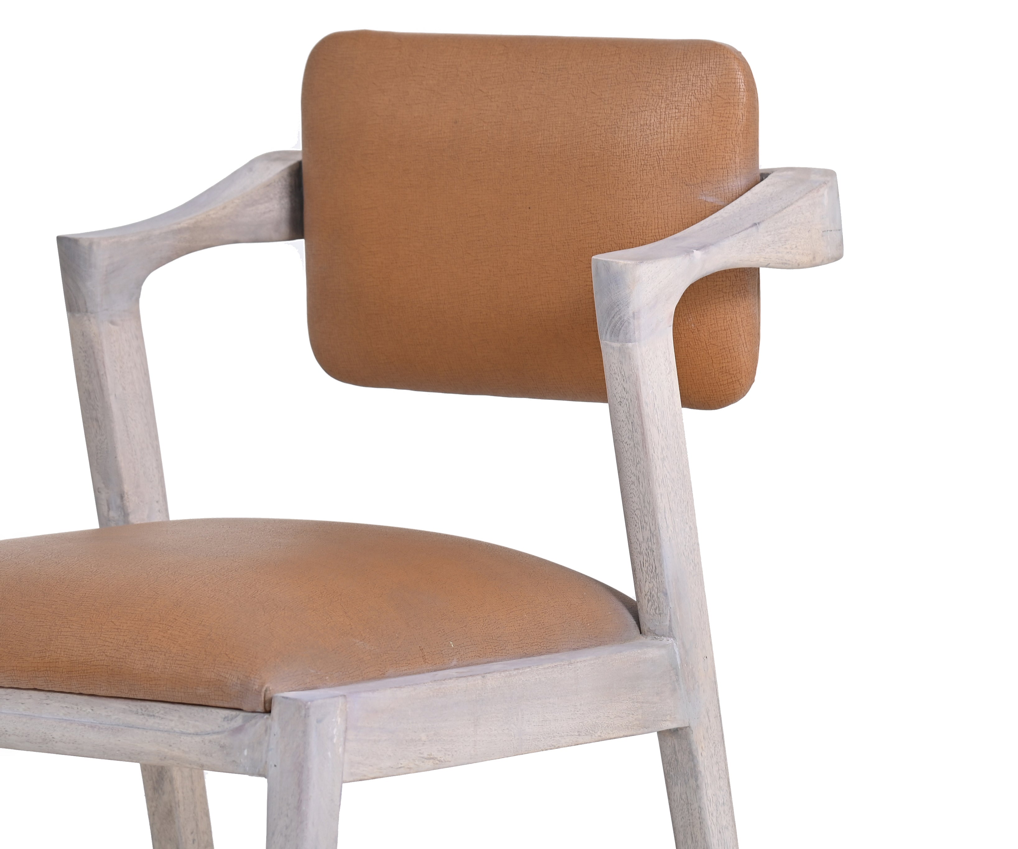 Distressed Acacia Dining Chair in Leatherier