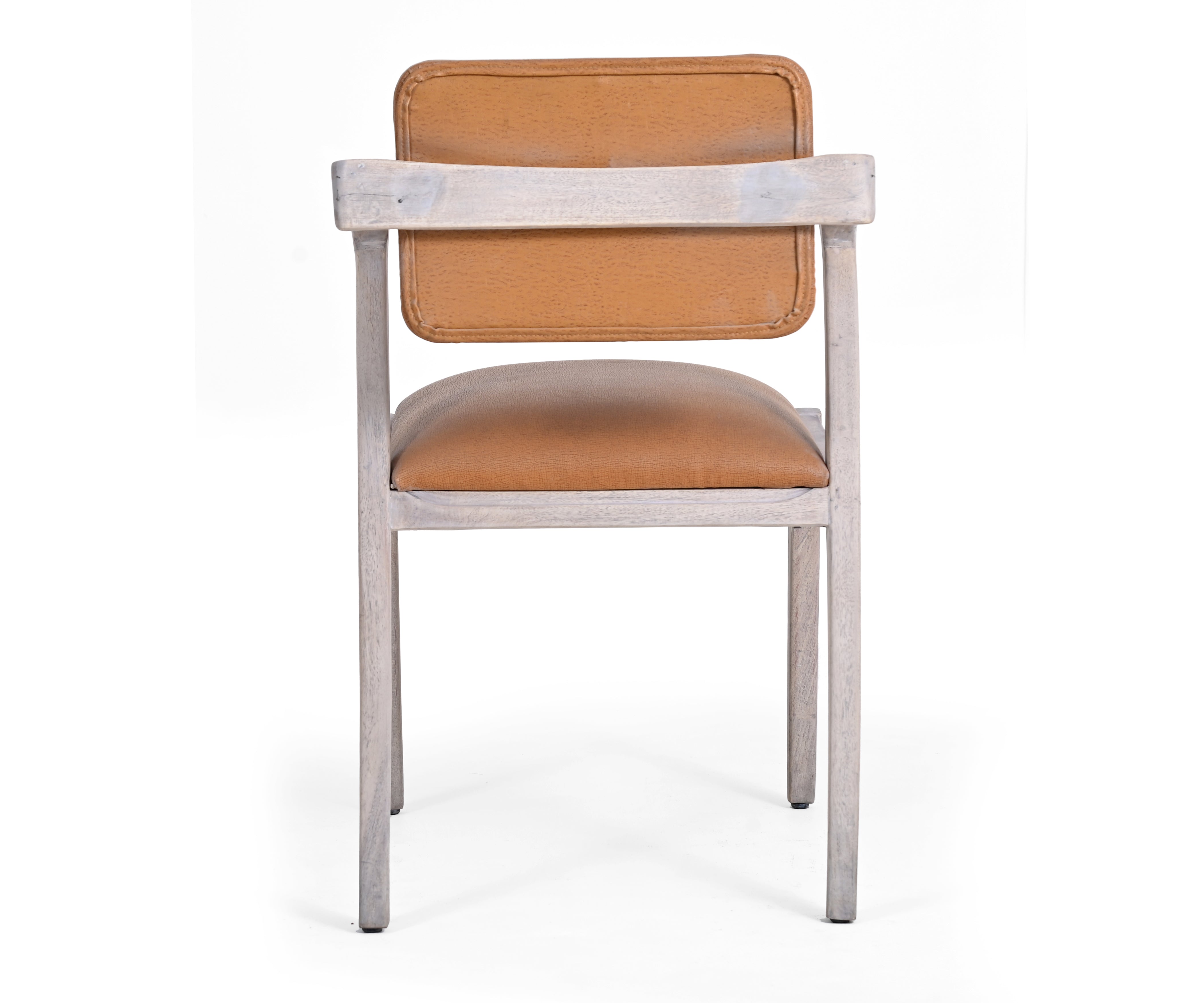 Distressed Acacia Dining Chair in Leatherier