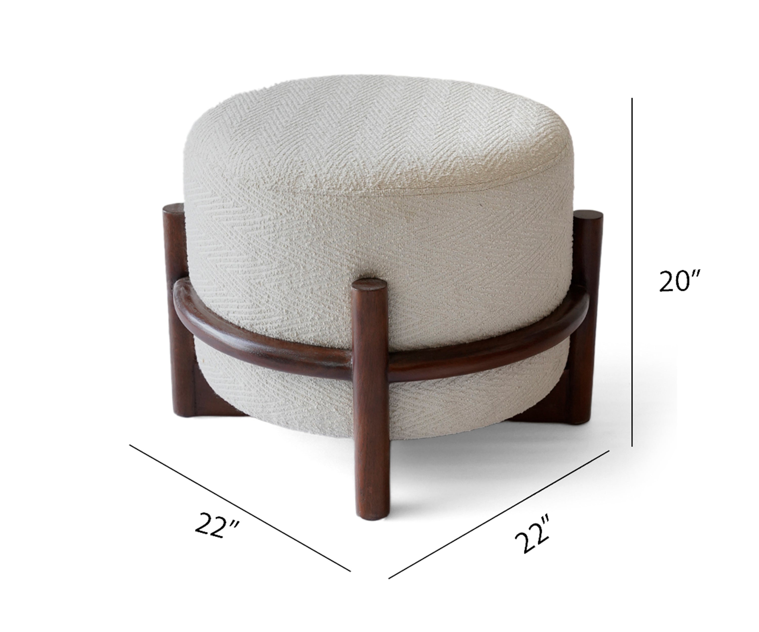 Round Wooden Poufy Stool