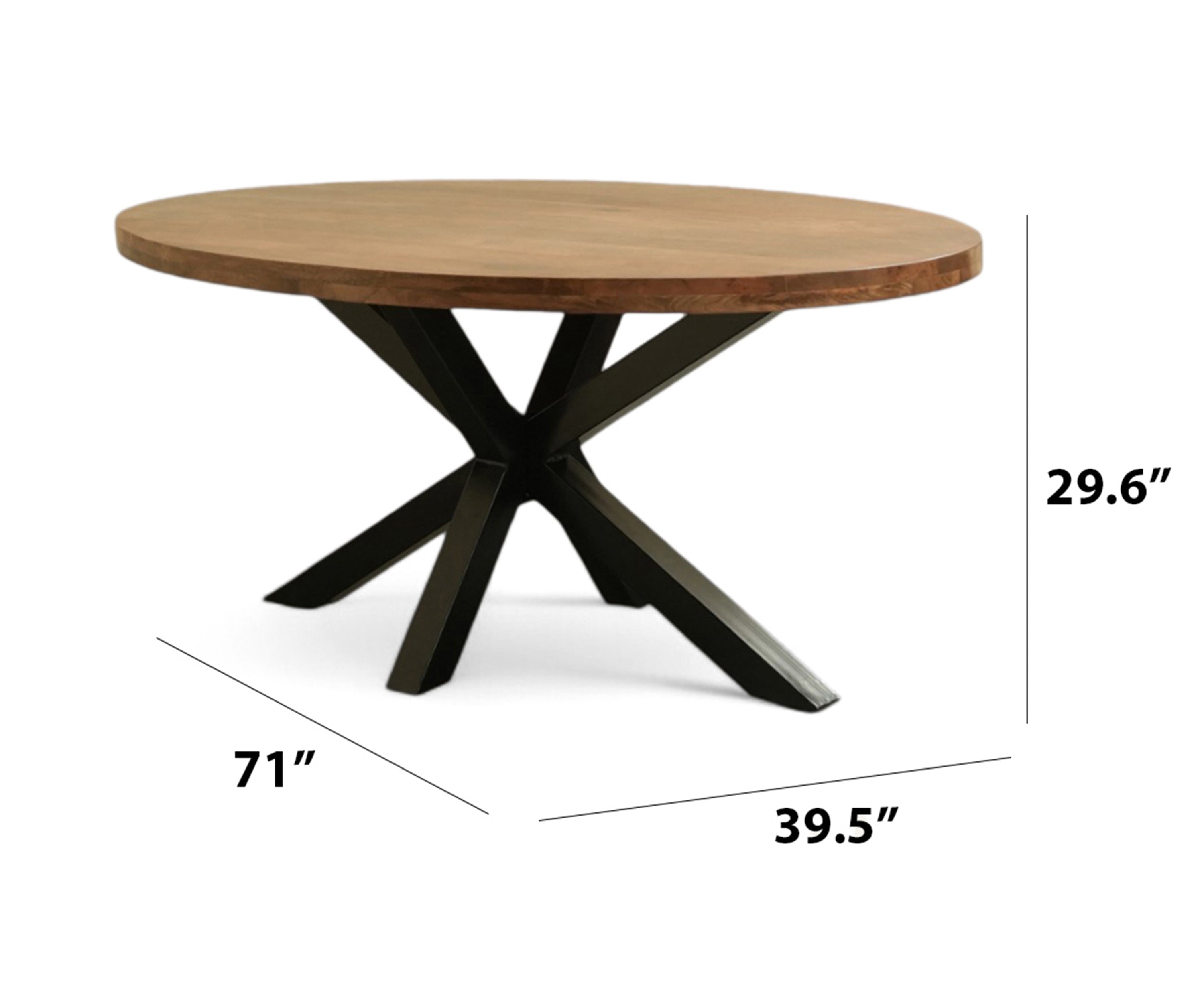 Walnut Finish Dining Table with Cross Iron Base