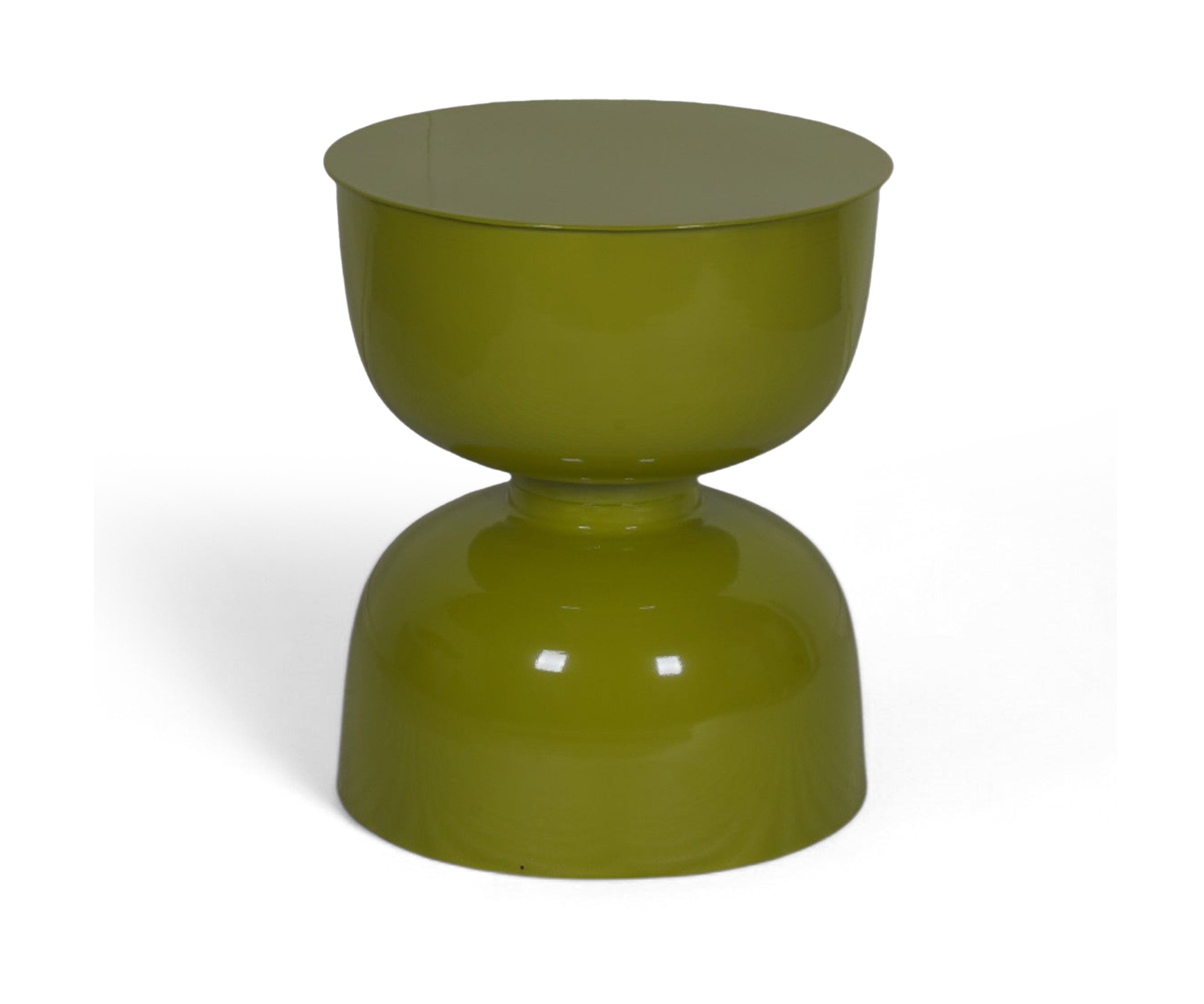 Soft Sage Olive Hourglass Fiber Stool