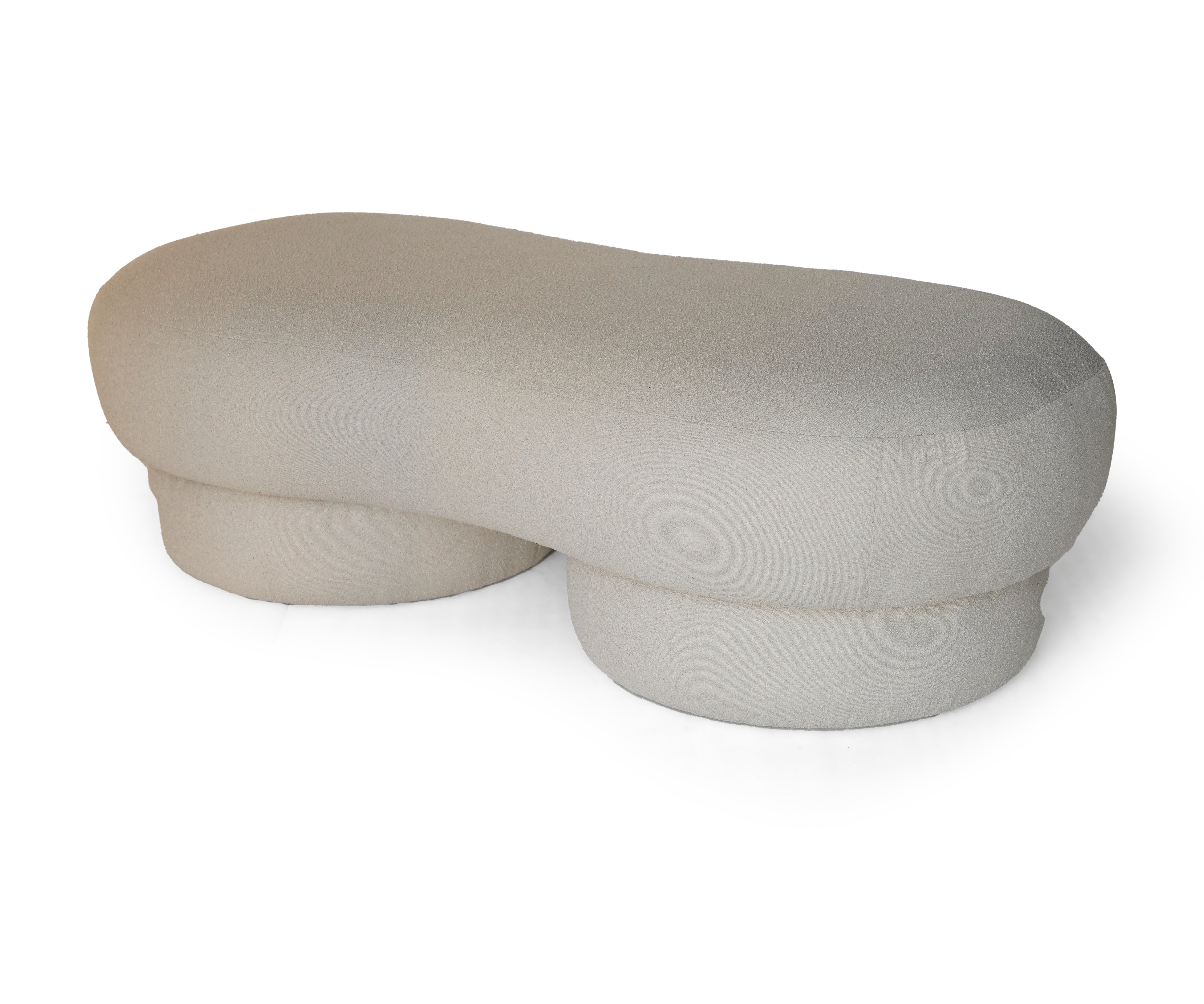 Wave Ivory Curved Ottoman