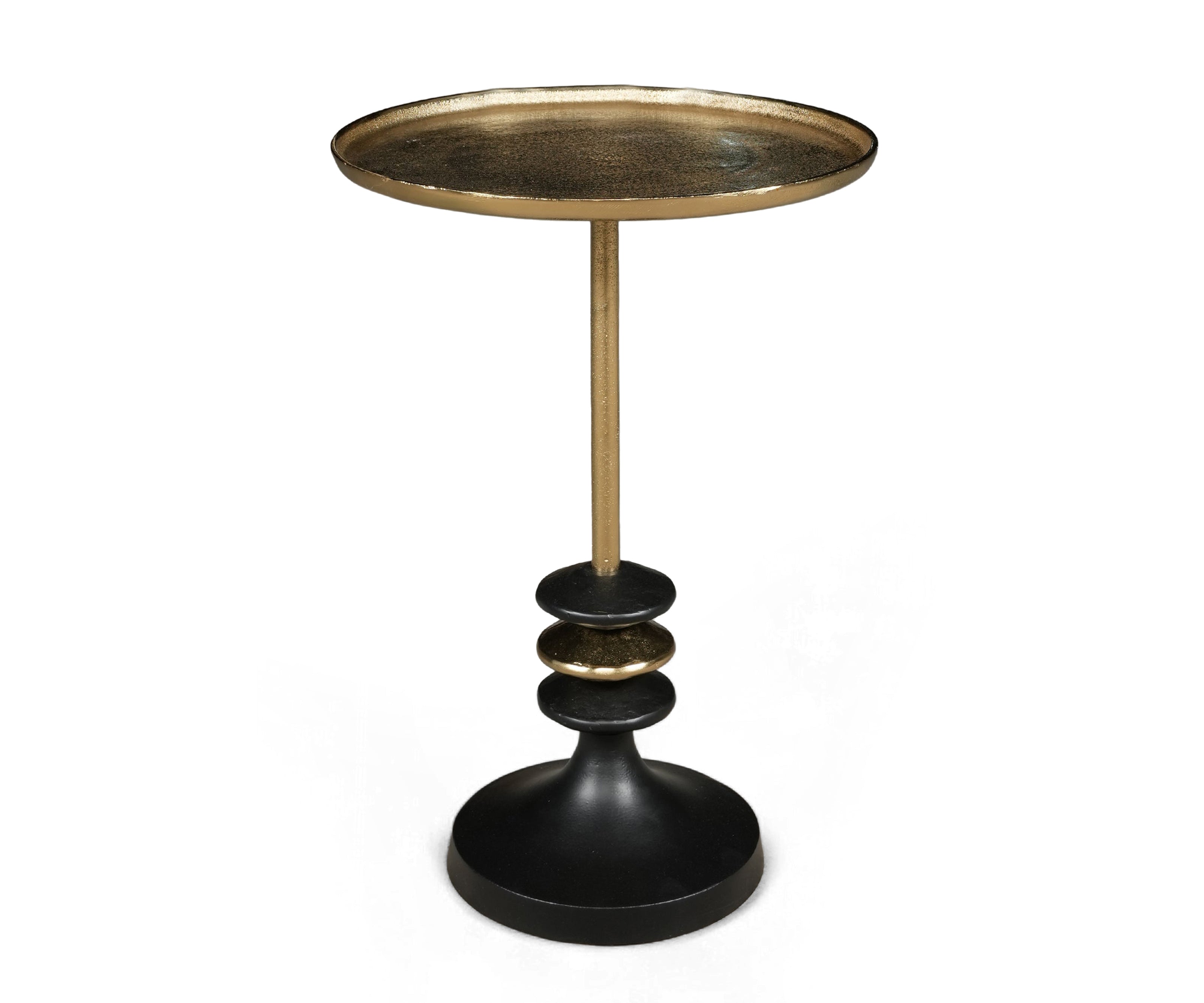 Black and Gold Sculptural Pedestal Side Table