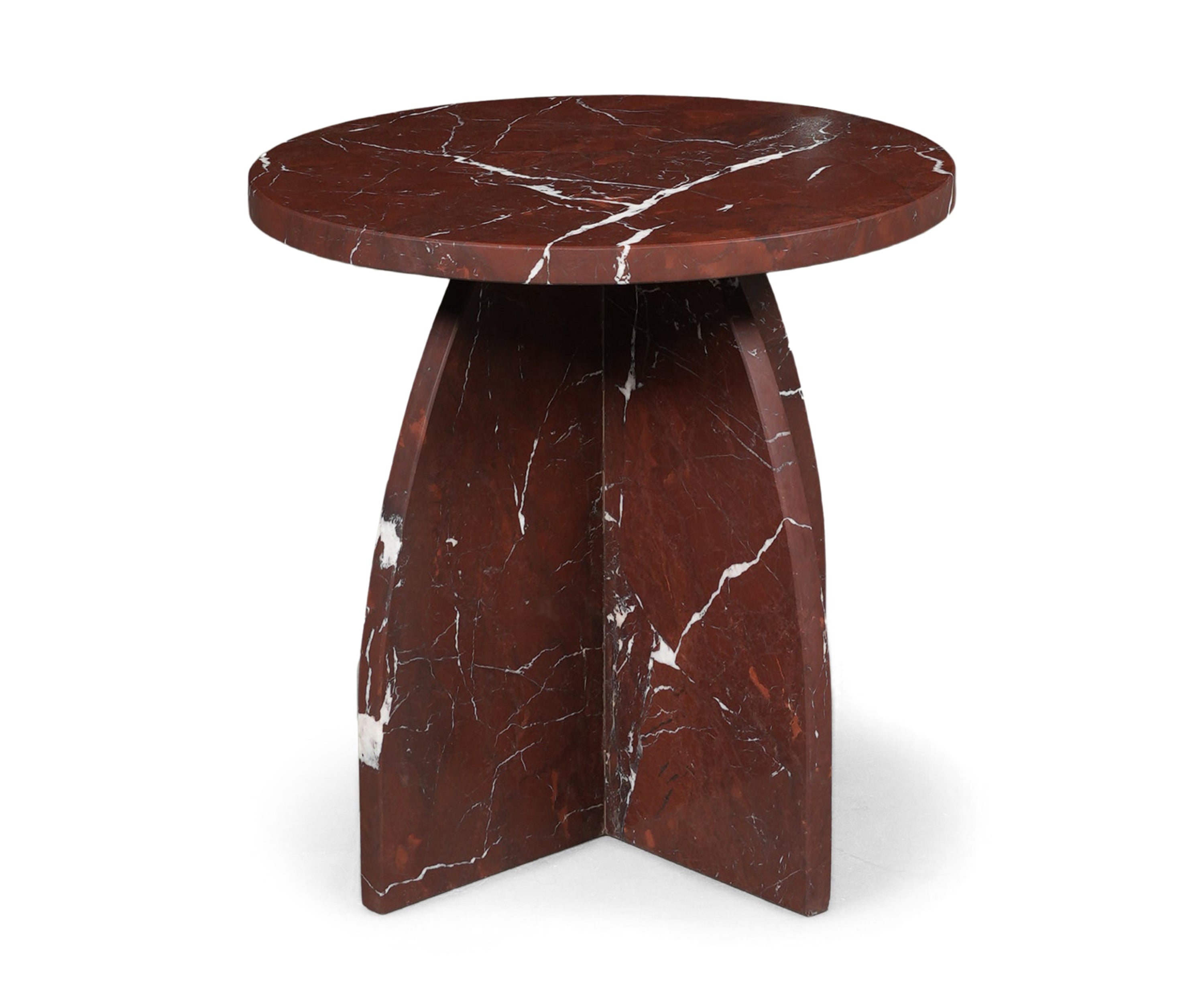 Sculptural Red Marble Accent Table