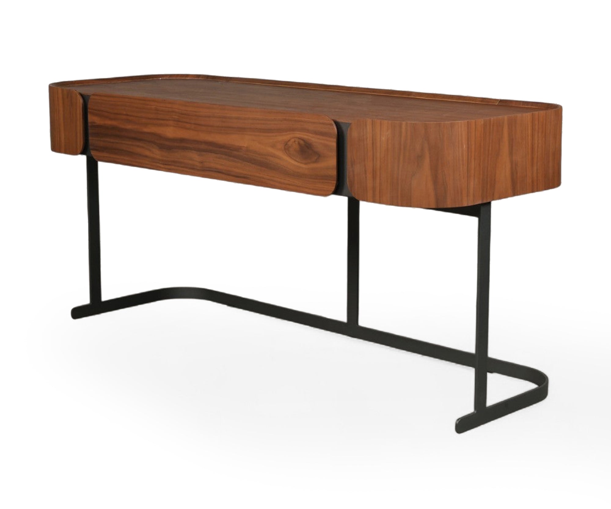 Walnut Writing Desk with Metal Frame